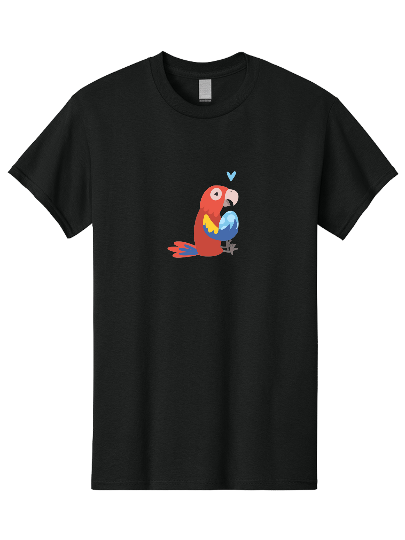 Parrot-3 Men'S Graphic Tee, 100% Cotton, Comfortable Casual Summer Wear, Machine Washable, Colorful Parrot, Red Bird, Blue Wings, Yellow Feathers, Cartoon Character, Heart Above Head, Vibrant Colors, Cute Animal, Tropical Bird, Parrot Love Aab851 1