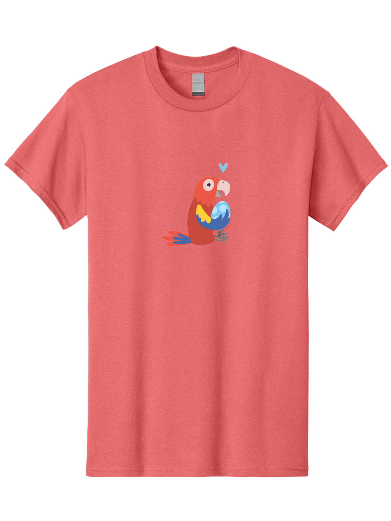 Parrot-3 Men'S Graphic Tee, 100% Cotton, Comfortable Casual Summer Wear, Machine Washable, Colorful Parrot, Red Bird, Blue Wings, Yellow Feathers, Cartoon Character, Heart Above Head, Vibrant Colors, Cute Animal, Tropical Bird, Parrot Love Aab851 15