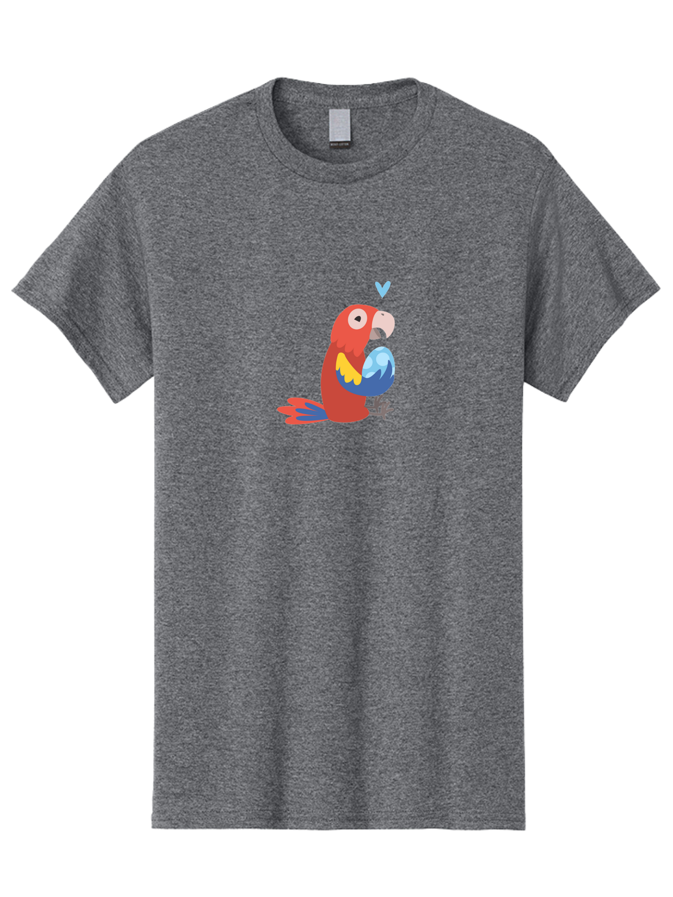 Parrot-3 Men'S Graphic Tee, 100% Cotton, Comfortable Casual Summer Wear, Machine Washable, Colorful Parrot, Red Bird, Blue Wings, Yellow Feathers, Cartoon Character, Heart Above Head, Vibrant Colors, Cute Animal, Tropical Bird, Parrot Love Aab851 25