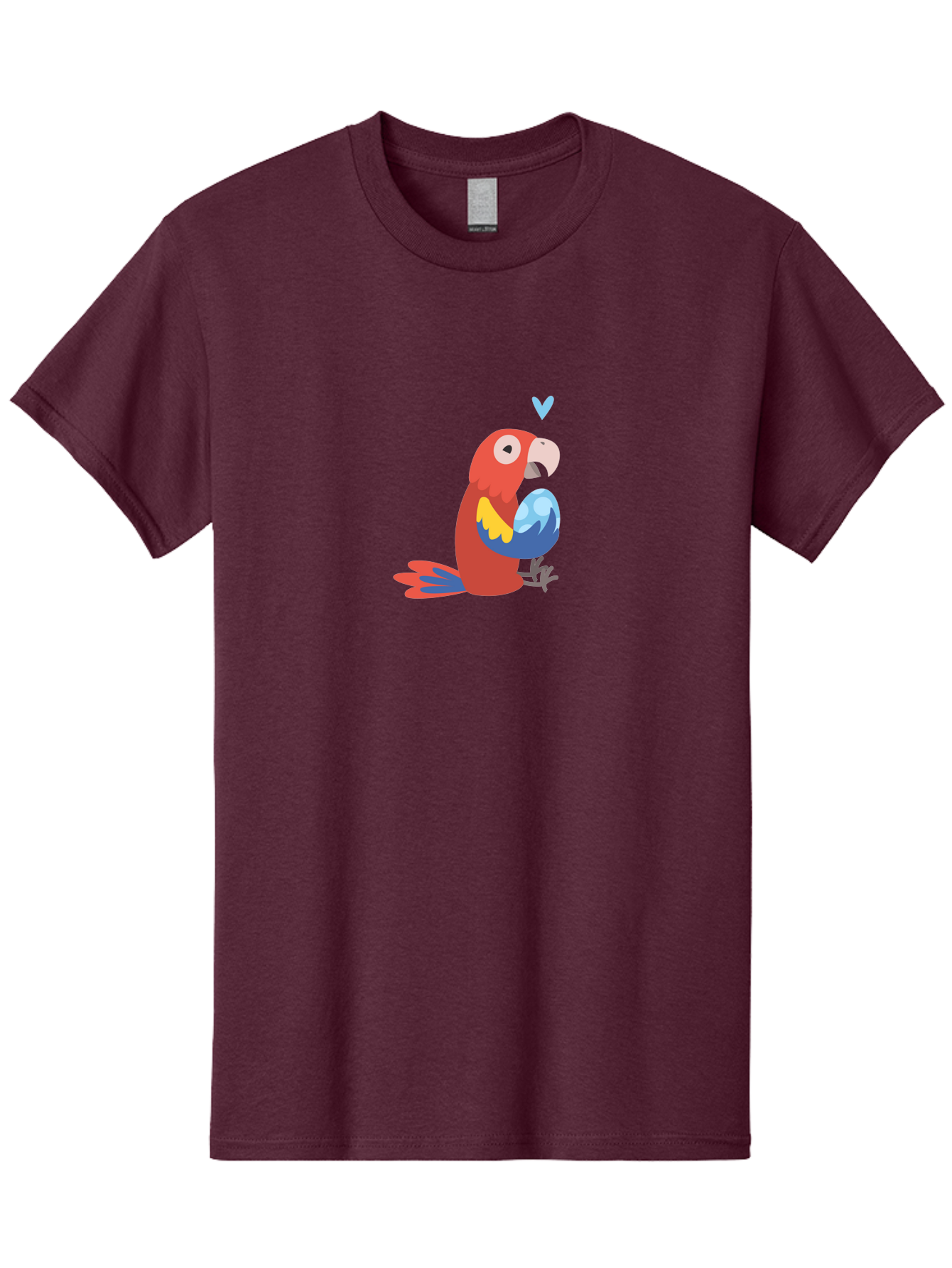 Parrot-3 Men'S Graphic Tee, 100% Cotton, Comfortable Casual Summer Wear, Machine Washable, Colorful Parrot, Red Bird, Blue Wings, Yellow Feathers, Cartoon Character, Heart Above Head, Vibrant Colors, Cute Animal, Tropical Bird, Parrot Love Aab851 5