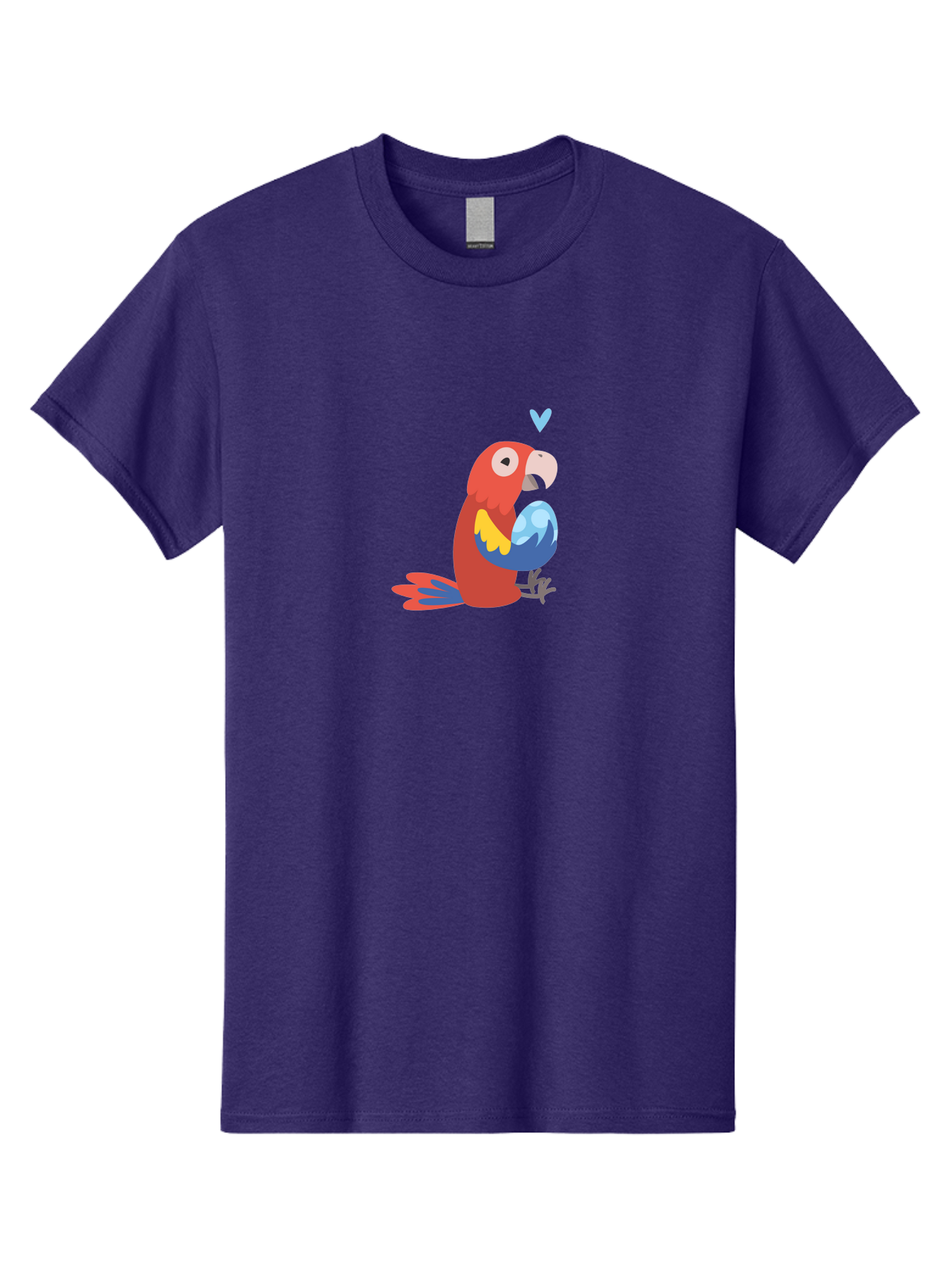 Parrot-3 Men'S Graphic Tee, 100% Cotton, Comfortable Casual Summer Wear, Machine Washable, Colorful Parrot, Red Bird, Blue Wings, Yellow Feathers, Cartoon Character, Heart Above Head, Vibrant Colors, Cute Animal, Tropical Bird, Parrot Love Aab851 27