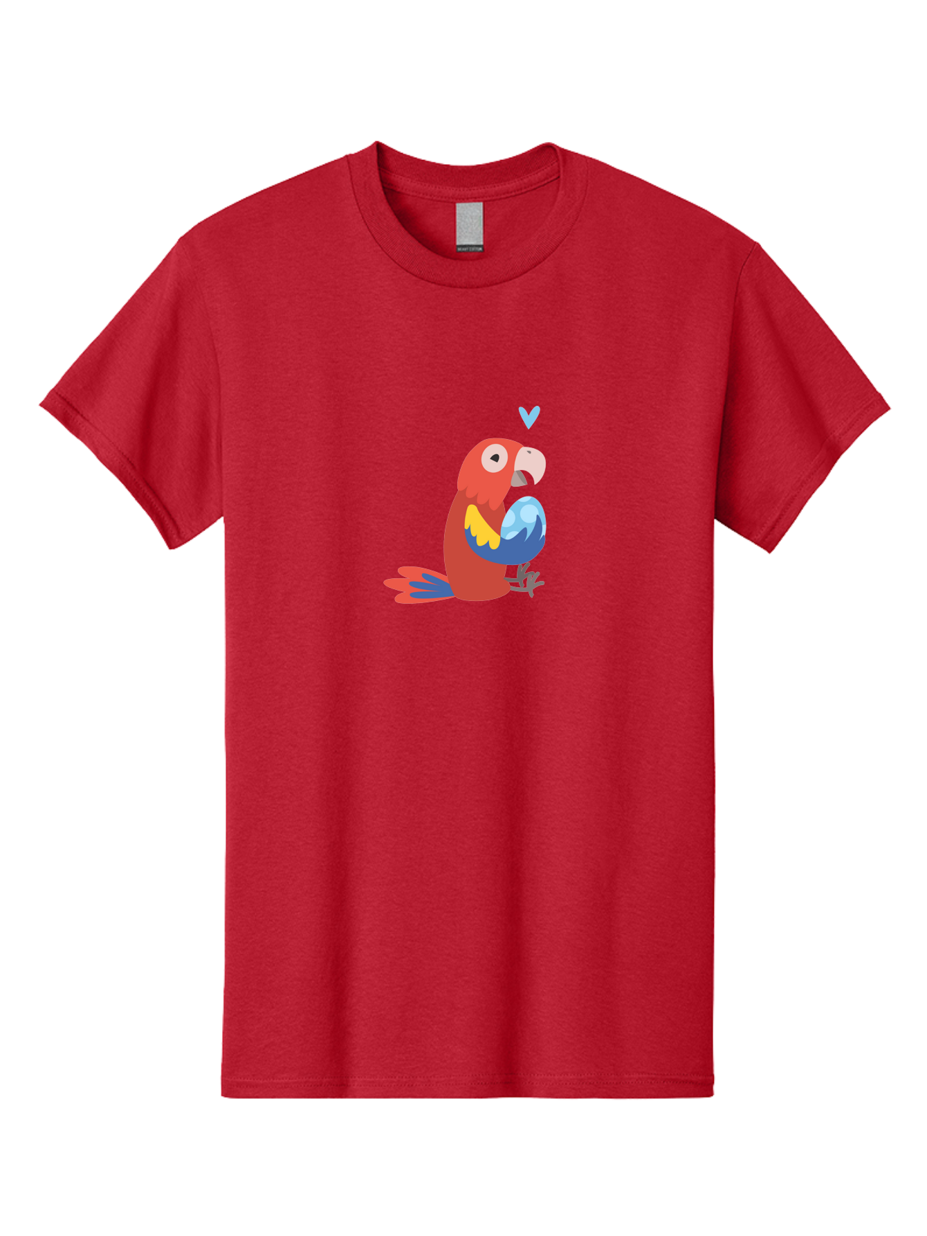 Parrot-3 Men'S Graphic Tee, 100% Cotton, Comfortable Casual Summer Wear, Machine Washable, Colorful Parrot, Red Bird, Blue Wings, Yellow Feathers, Cartoon Character, Heart Above Head, Vibrant Colors, Cute Animal, Tropical Bird, Parrot Love Aab851 29