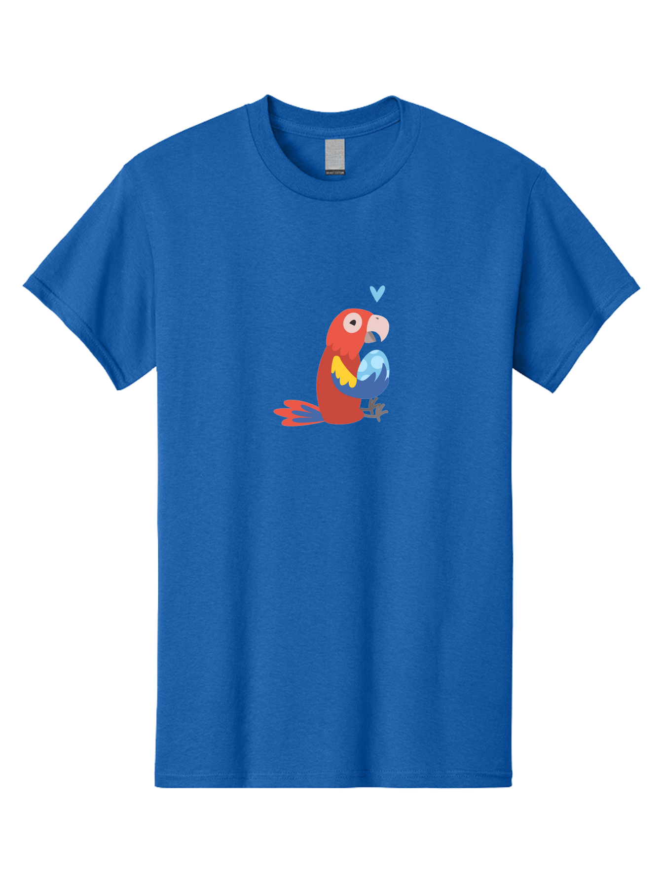 Parrot-3 Men'S Graphic Tee, 100% Cotton, Comfortable Casual Summer Wear, Machine Washable, Colorful Parrot, Red Bird, Blue Wings, Yellow Feathers, Cartoon Character, Heart Above Head, Vibrant Colors, Cute Animal, Tropical Bird, Parrot Love Aab851 3
