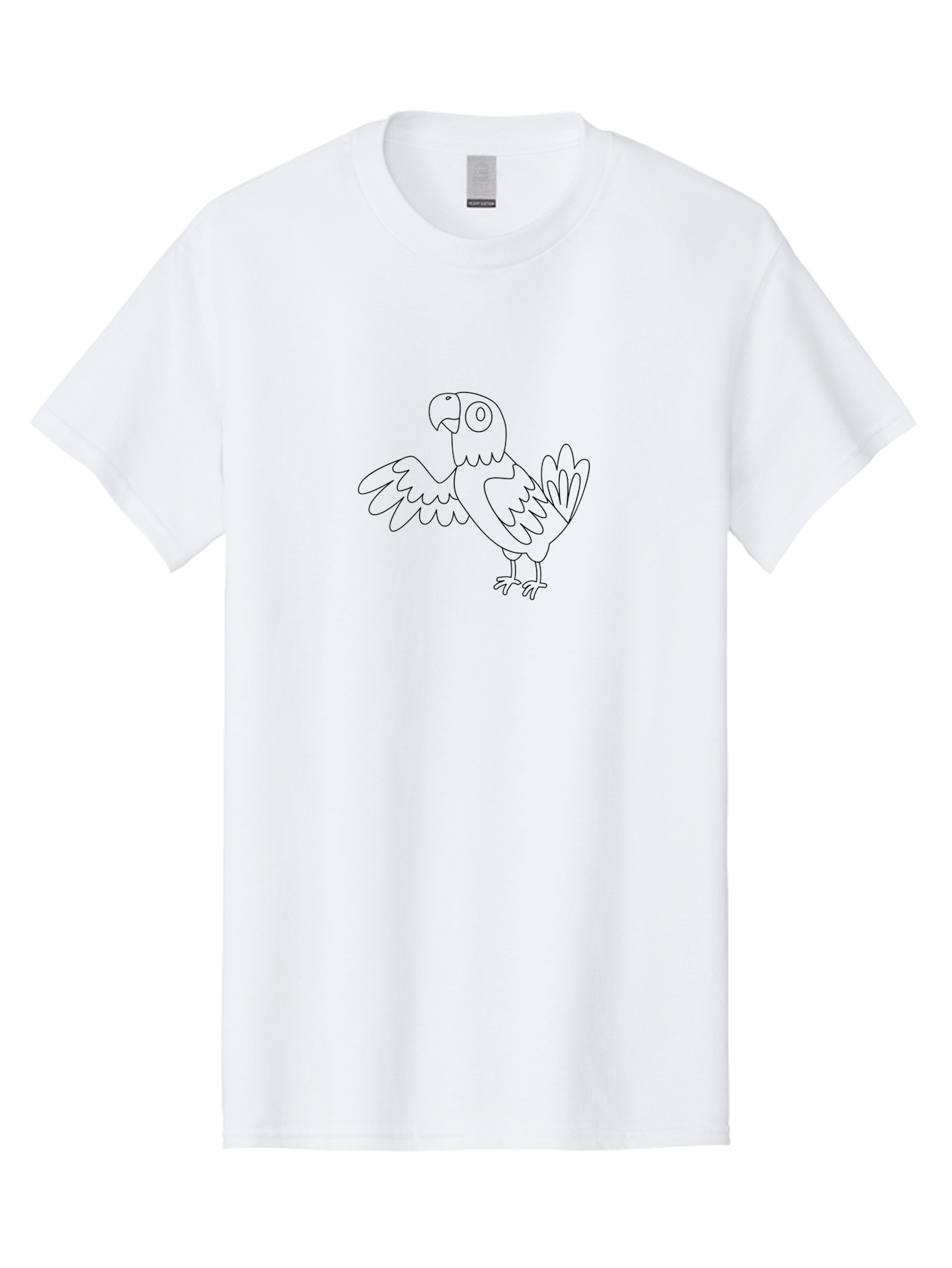 Parrot-4 Men'S Graphic Tee, 100% Cotton, Comfortable Casual Summer Wear, Machine Washable, Line Art Parrot, Simple Illustration, Cartoon Style, Bird Silhouette, Animal Outline, Coloring Page, Minimalist Design, Winged Creature, Aab852 3