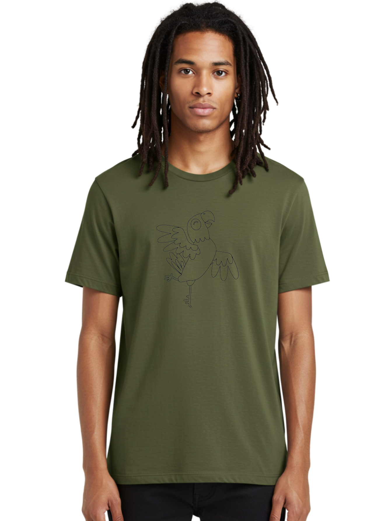Parrot-8 Men'S Graphic Tee, 100% Cotton, Comfortable Casual Summer Wear, Machine Washable, Black And White Parrot, Cartoon Parrot, Bird Illustration, Simple Design, Playful Bird, Wildlife Art, Minimalist Graphic Aab856 12