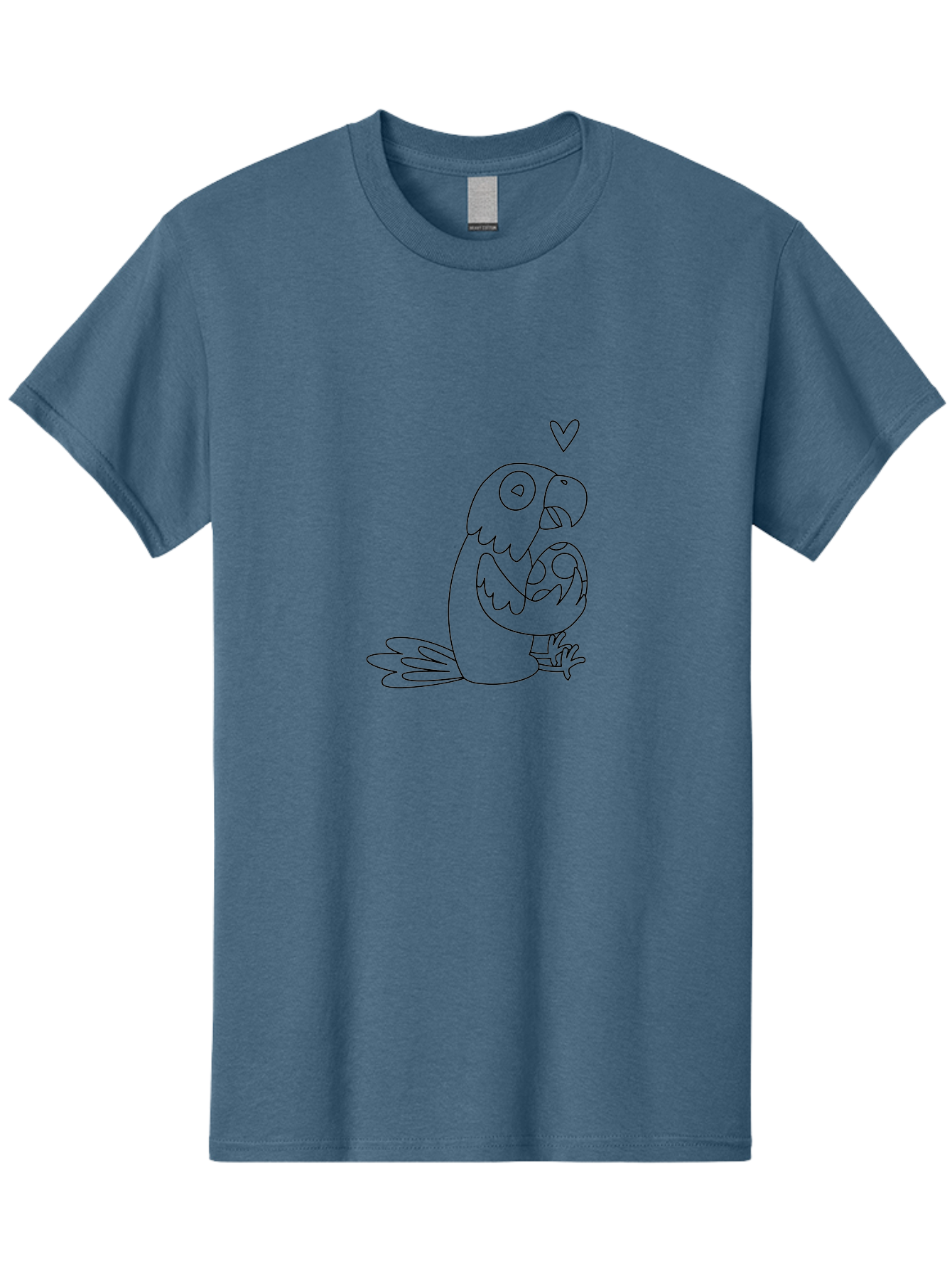Parrot-And-Heart Men'S Graphic Tee, 100% Cotton, Comfortable Casual Summer Wear, Machine Washable, Parrot Holding Baby Bird, Heart Symbol, Love And Care, Bird'S Nest, Cute Animals, Wildlife Illustration, Simple Line Art Aab858 11