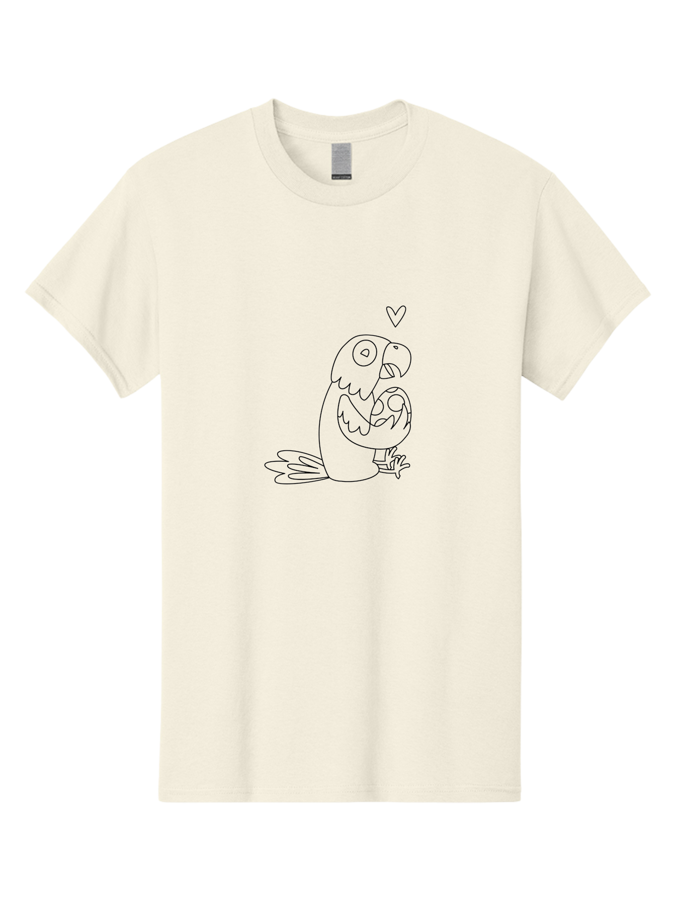 Parrot-And-Heart Men'S Graphic Tee, 100% Cotton, Comfortable Casual Summer Wear, Machine Washable, Parrot Holding Baby Bird, Heart Symbol, Love And Care, Bird'S Nest, Cute Animals, Wildlife Illustration, Simple Line Art Aab858 15