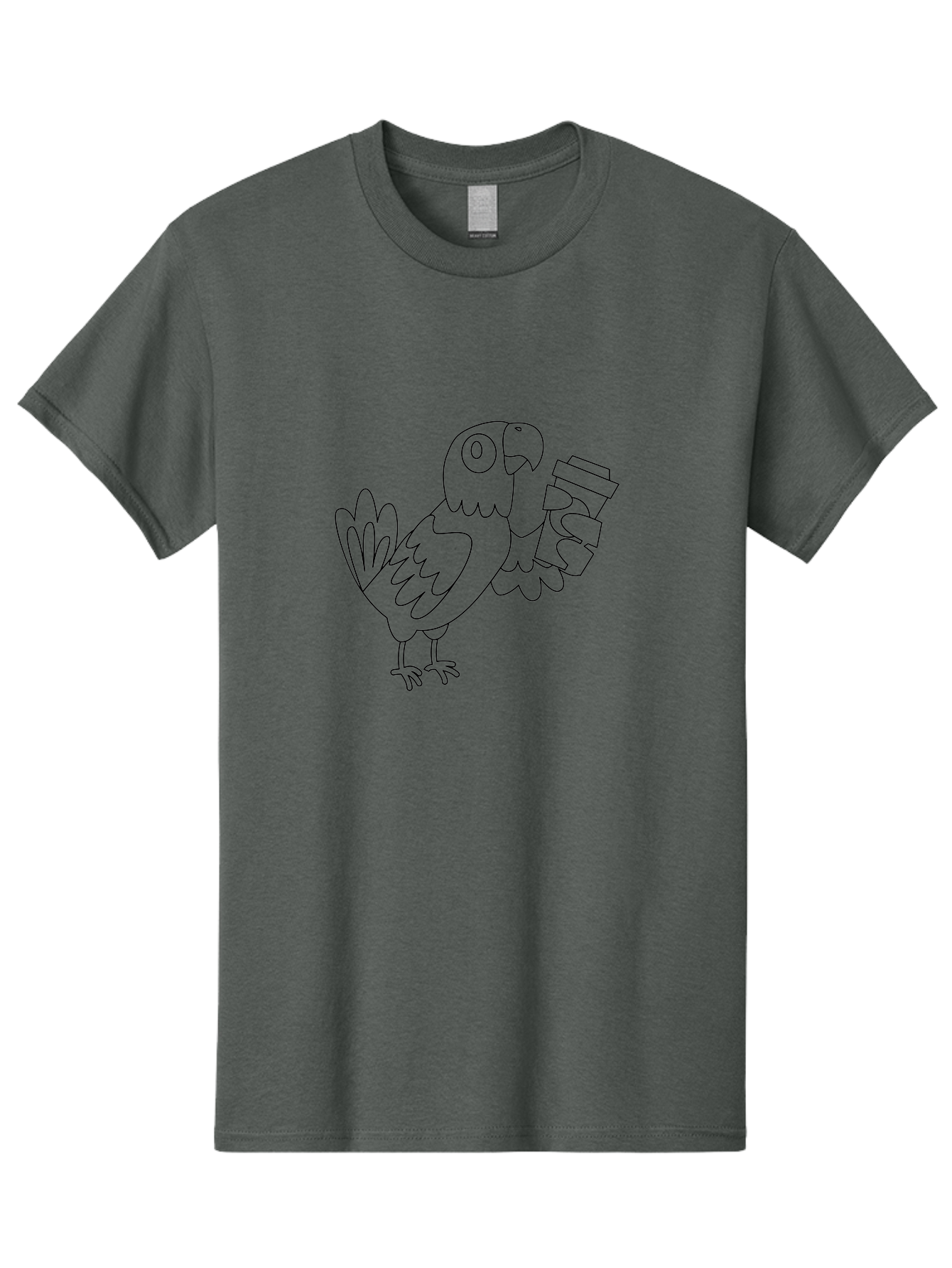 Parrot-Holding-Cups Men'S Graphic Tee, 100% Cotton, Comfortable Casual Summer Wear, Machine Washable, Parrot Holding Coffee, Coffee Lover, Bird With Coffee, Cartoon Parrot, Funny Parrot, Coffee Time Aab861 23