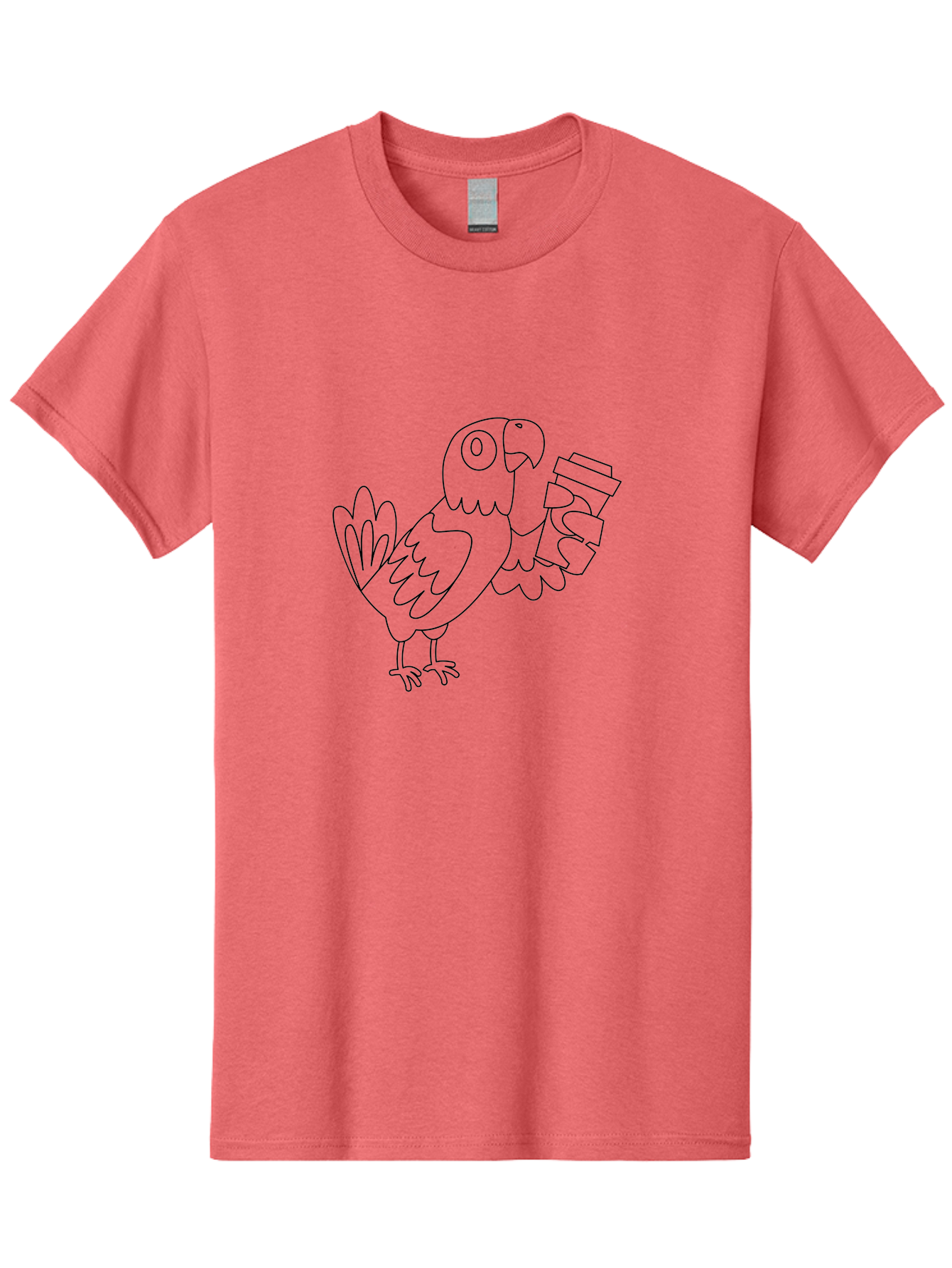 Parrot-Holding-Cups Men'S Graphic Tee, 100% Cotton, Comfortable Casual Summer Wear, Machine Washable, Parrot Holding Coffee, Coffee Lover, Bird With Coffee, Cartoon Parrot, Funny Parrot, Coffee Time Aab861 15
