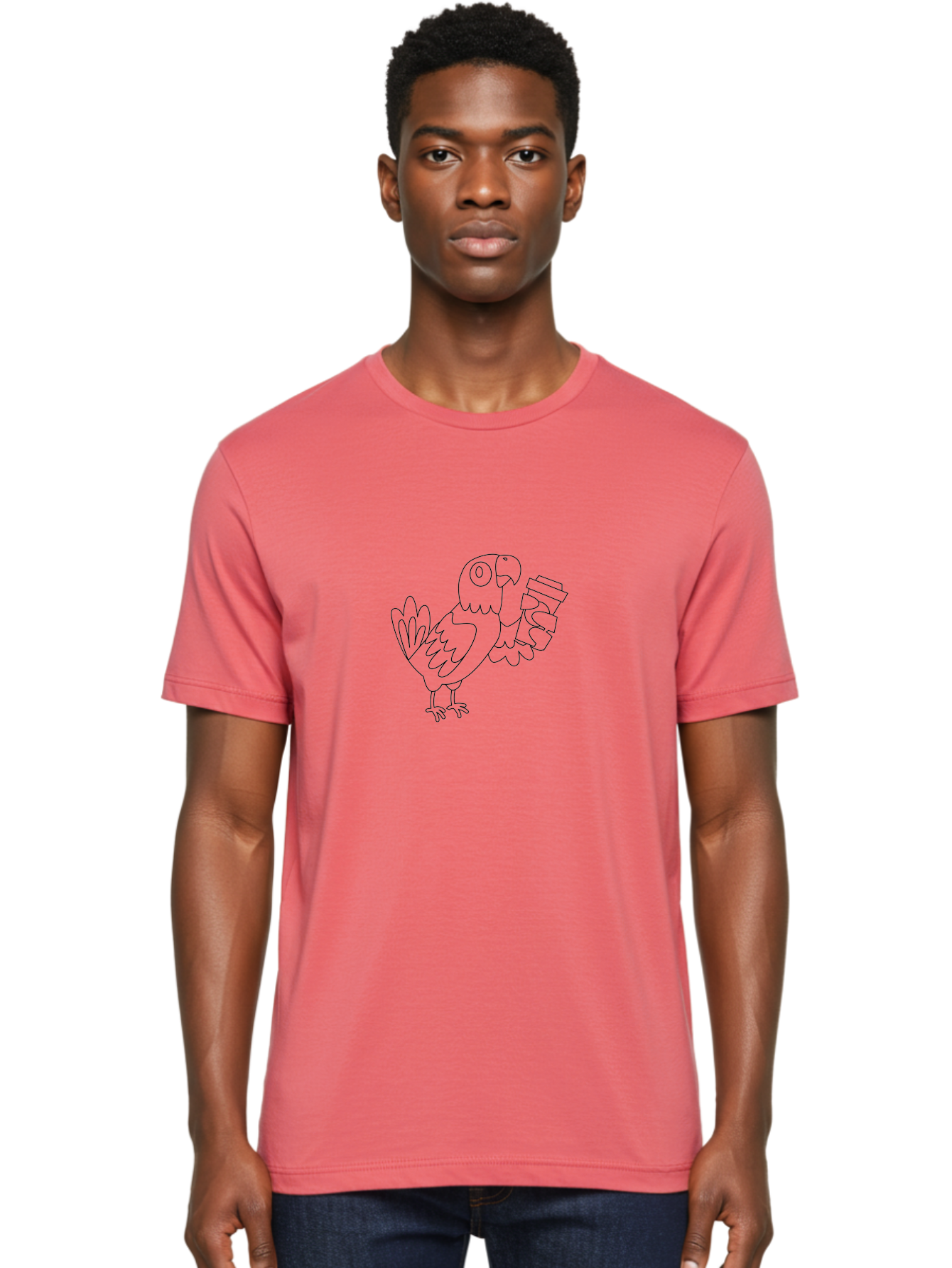 Parrot-Holding-Cups Men'S Graphic Tee, 100% Cotton, Comfortable Casual Summer Wear, Machine Washable, Parrot Holding Coffee, Coffee Lover, Bird With Coffee, Cartoon Parrot, Funny Parrot, Coffee Time Aab861 16