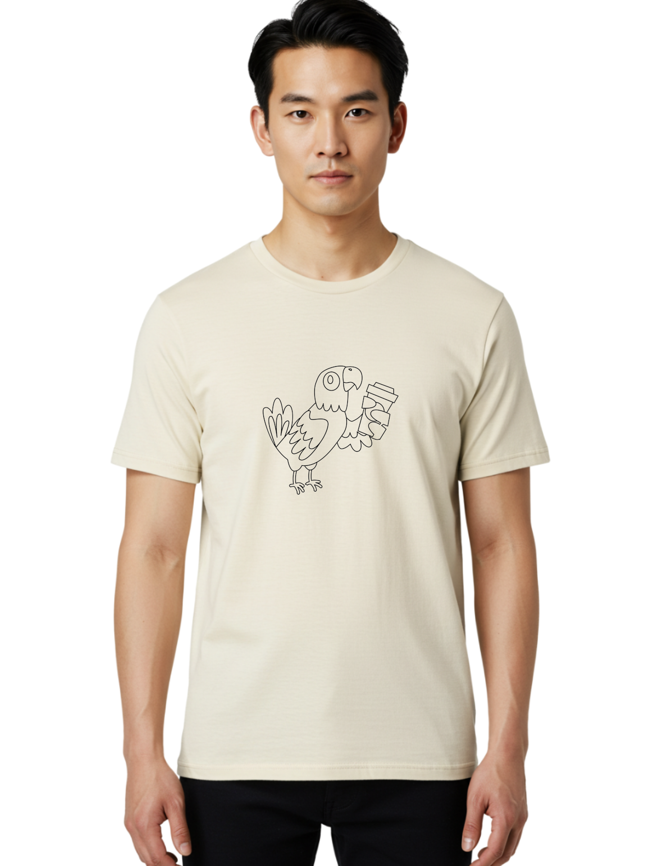Parrot-Holding-Cups Men'S Graphic Tee, 100% Cotton, Comfortable Casual Summer Wear, Machine Washable, Parrot Holding Coffee, Coffee Lover, Bird With Coffee, Cartoon Parrot, Funny Parrot, Coffee Time Aab861 28