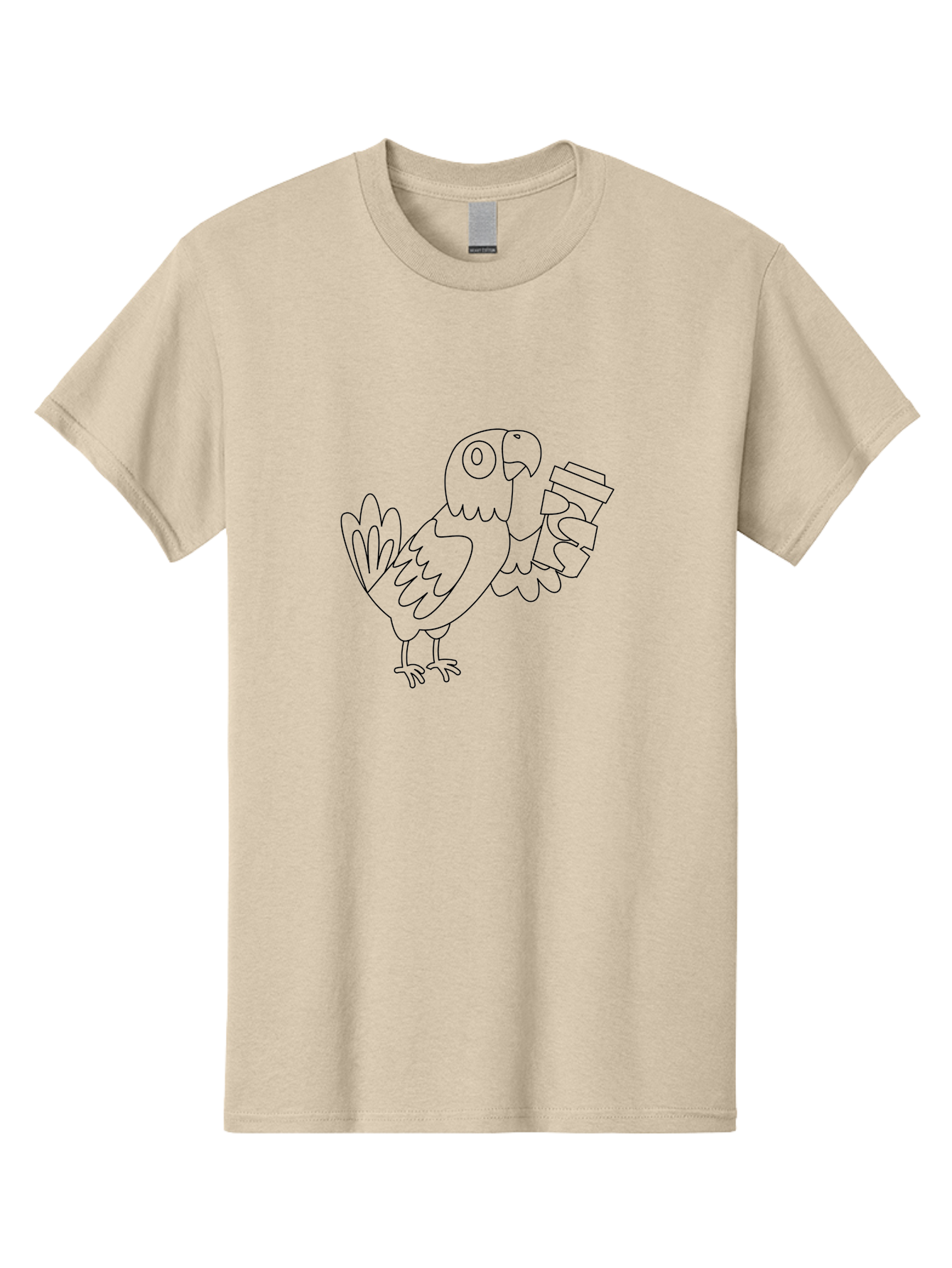 Parrot-Holding-Cups Men'S Graphic Tee, 100% Cotton, Comfortable Casual Summer Wear, Machine Washable, Parrot Holding Coffee, Coffee Lover, Bird With Coffee, Cartoon Parrot, Funny Parrot, Coffee Time Aab861 21