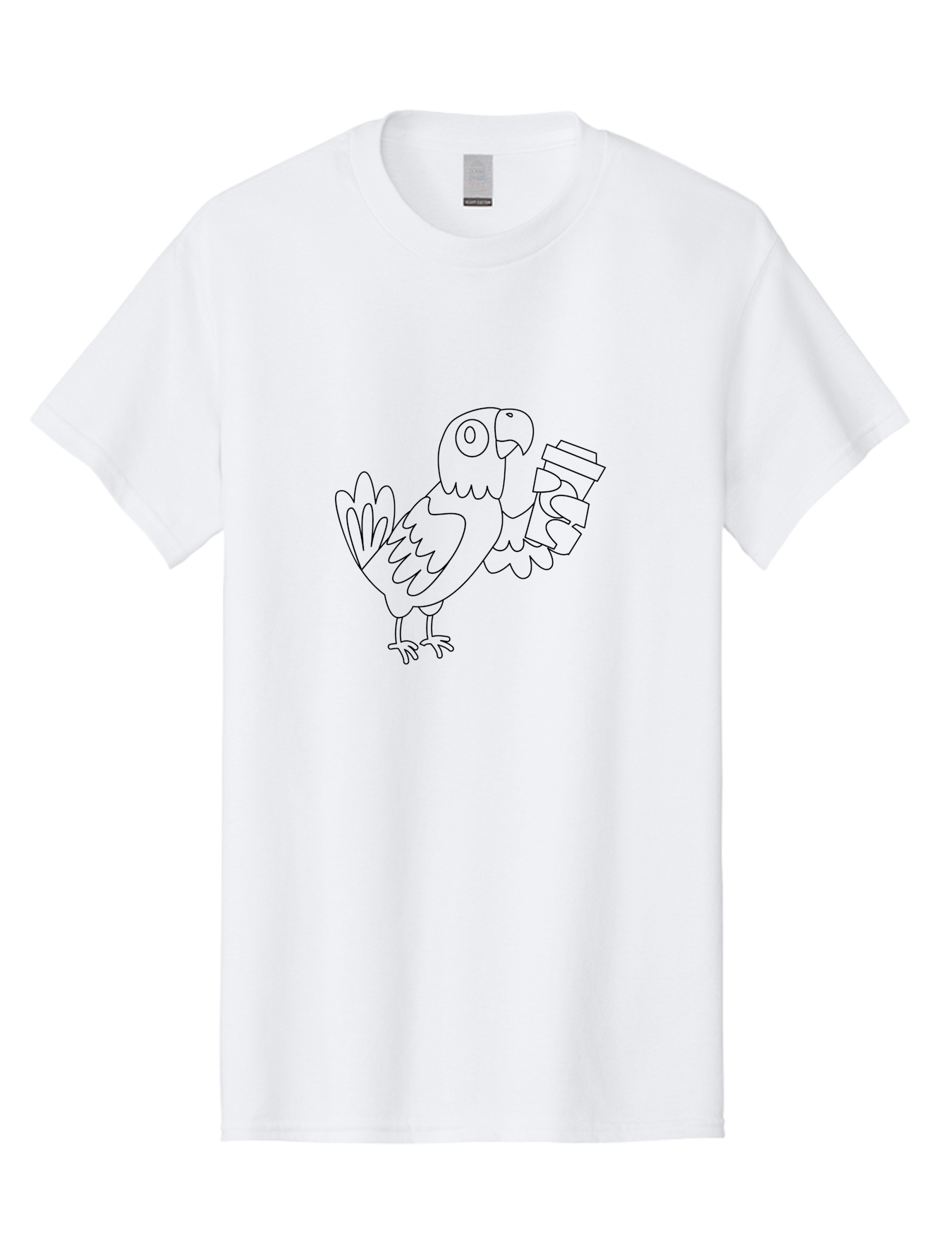 Parrot-Holding-Cups Men'S Graphic Tee, 100% Cotton, Comfortable Casual Summer Wear, Machine Washable, Parrot Holding Coffee, Coffee Lover, Bird With Coffee, Cartoon Parrot, Funny Parrot, Coffee Time Aab861 3