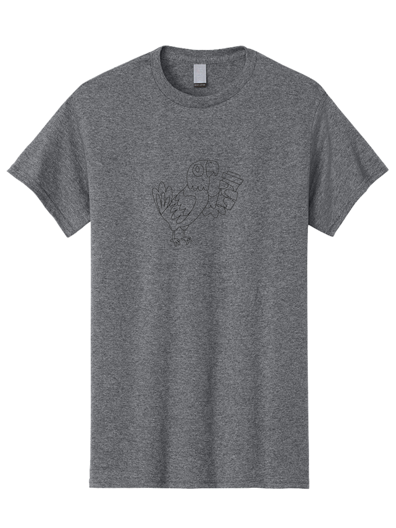 Parrot-With-Coffee Men'S Graphic Tee, 100% Cotton, Comfortable Casual Summer Wear, Machine Washable, Parrot Holding Coffee Cup, Cartoon Bird, Coffee Lover, Funny Animal, Quirky Character, Line Art, Simple Design, Humorous Illustration Aab868 1