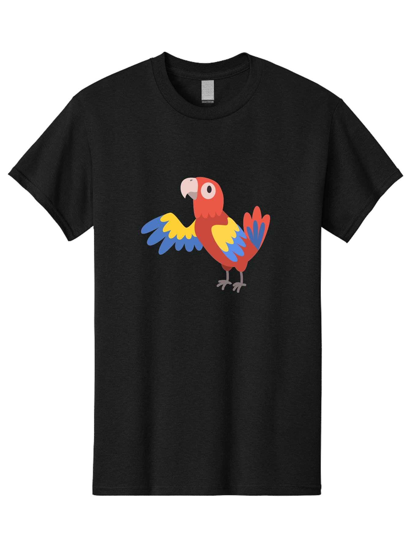 Parrot Men'S Graphic Tee, 100% Cotton, Comfortable Casual Summer Wear, Machine Washable, Vibrant Parrot, Colorful Bird, Tropical Parrot, Cartoon Parrot, Parrot Illustration, Red Parrot, Blue And Yellow Wings, White Beak, Simple Art, Aab872 15
