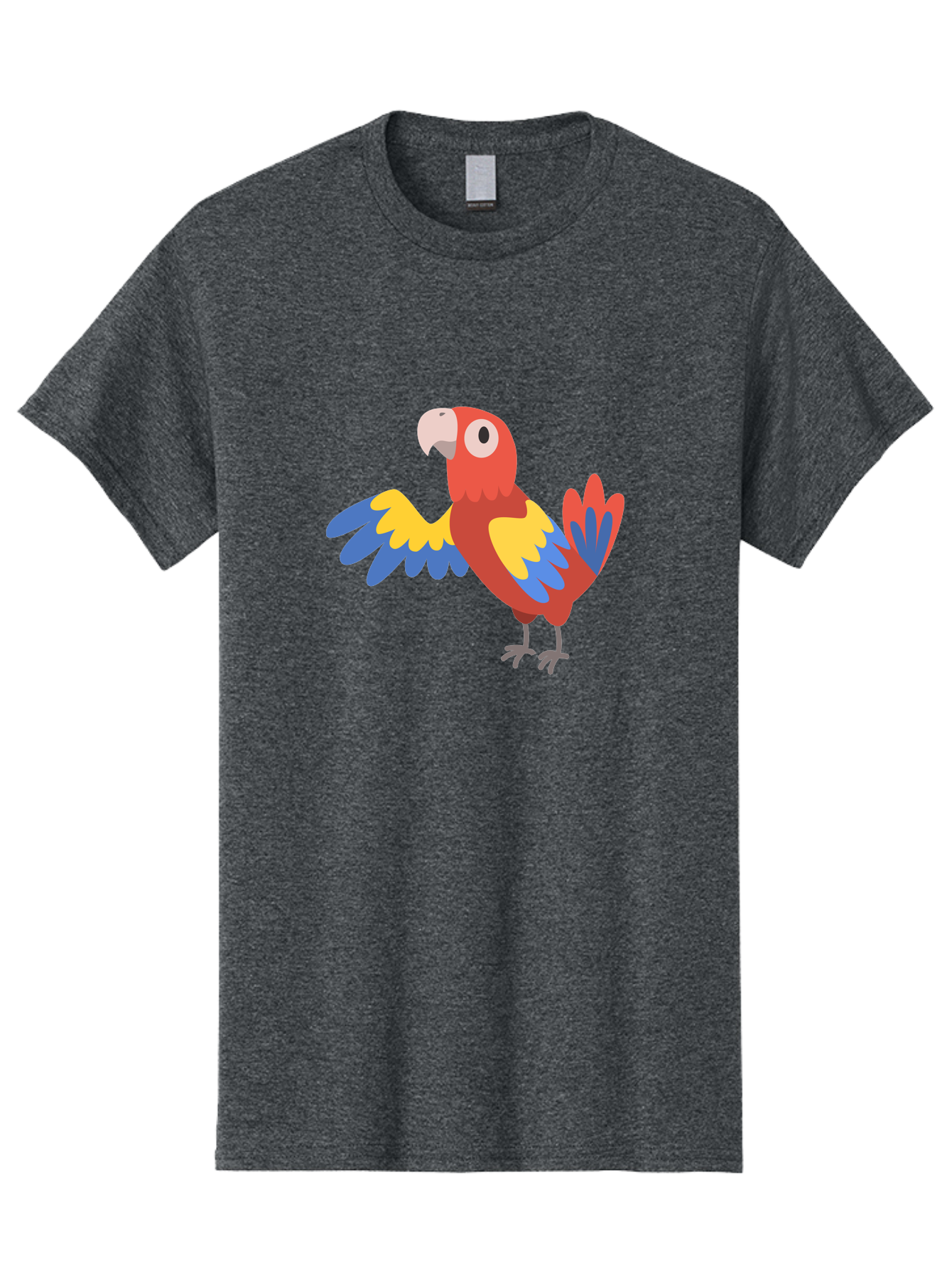 Parrot Men'S Graphic Tee, 100% Cotton, Comfortable Casual Summer Wear, Machine Washable, Vibrant Parrot, Colorful Bird, Tropical Parrot, Cartoon Parrot, Parrot Illustration, Red Parrot, Blue And Yellow Wings, White Beak, Simple Art, Aab872 5