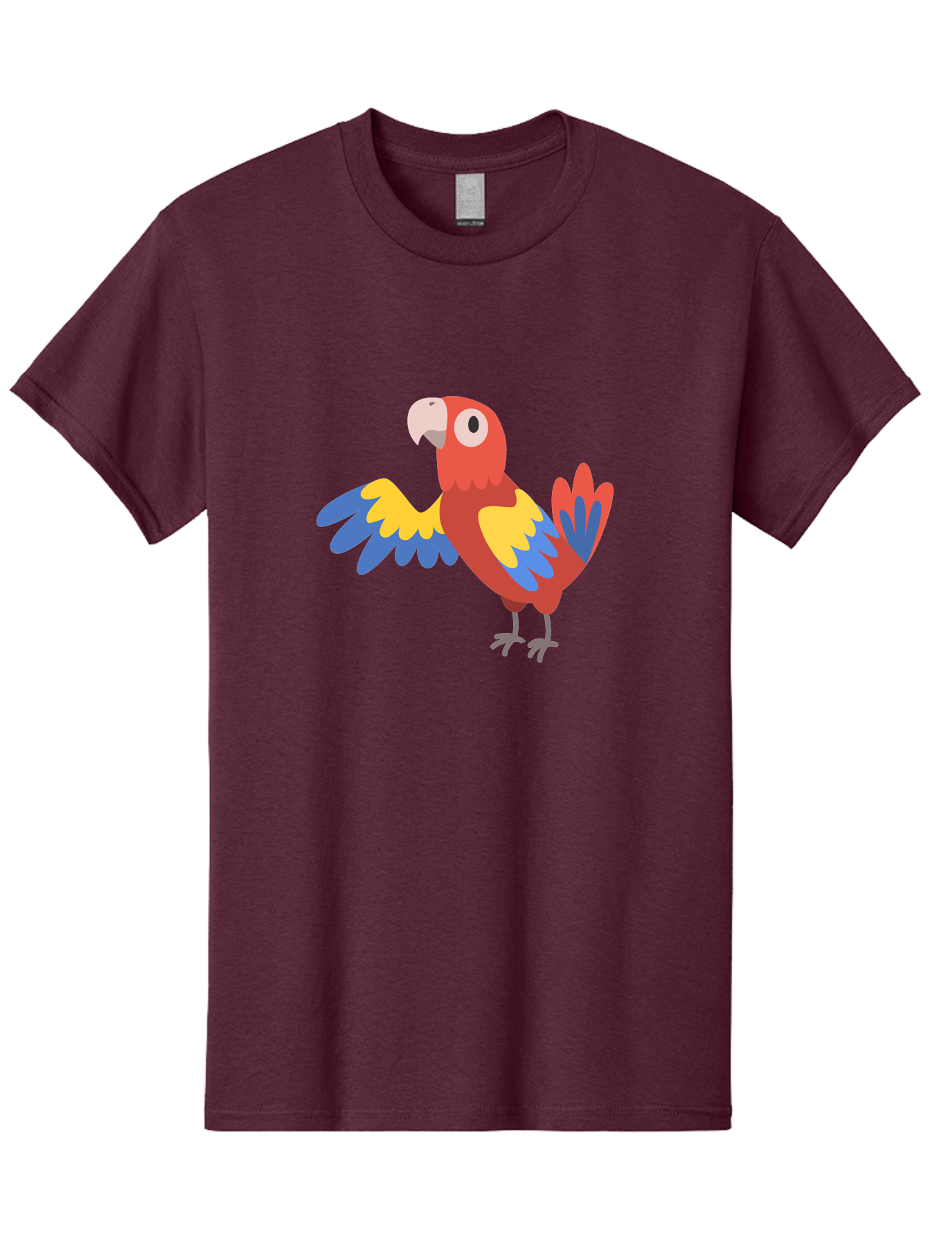 Parrot Men'S Graphic Tee, 100% Cotton, Comfortable Casual Summer Wear, Machine Washable, Vibrant Parrot, Colorful Bird, Tropical Parrot, Cartoon Parrot, Parrot Illustration, Red Parrot, Blue And Yellow Wings, White Beak, Simple Art, Aab872 11