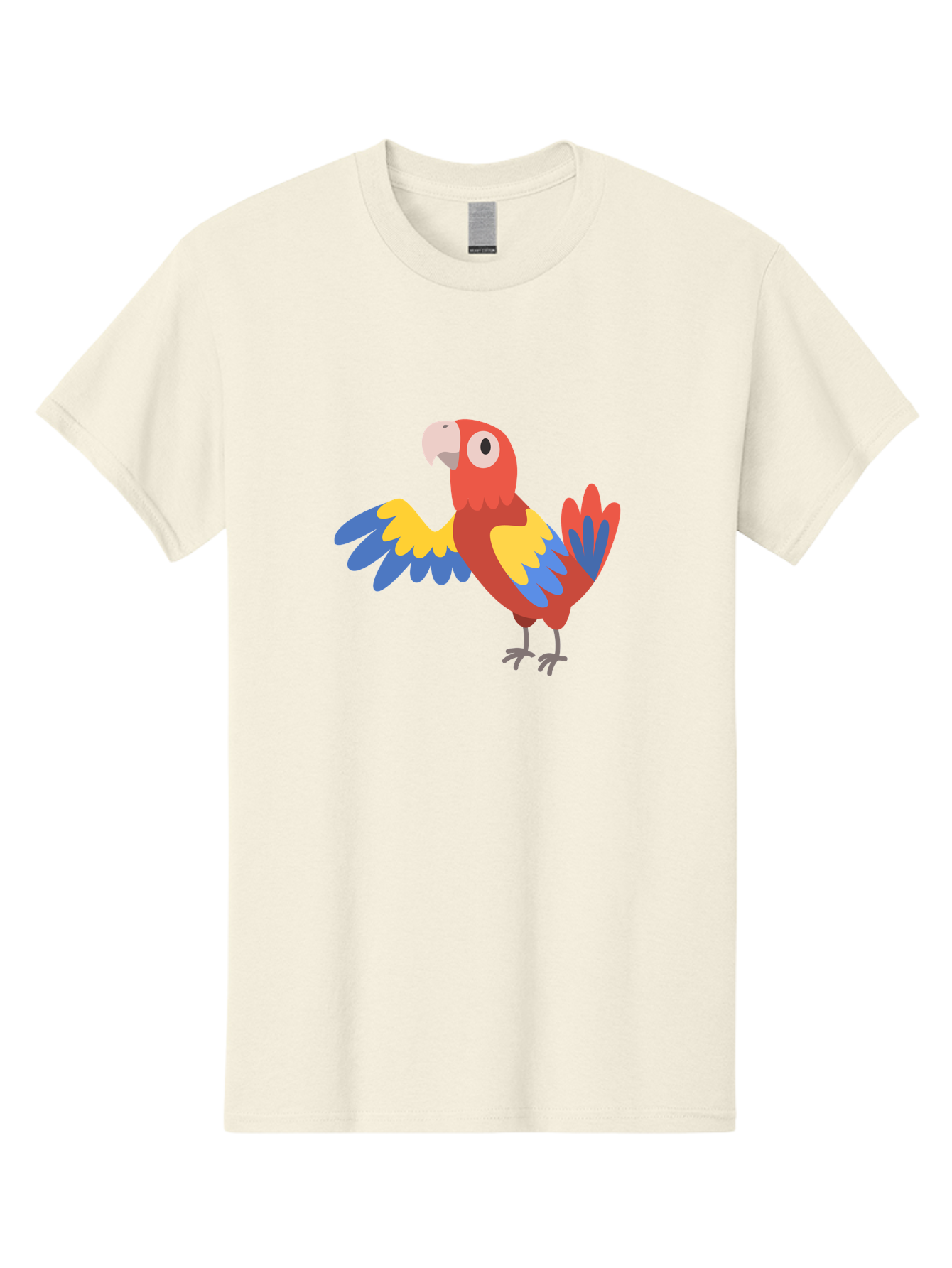Parrot Men'S Graphic Tee, 100% Cotton, Comfortable Casual Summer Wear, Machine Washable, Vibrant Parrot, Colorful Bird, Tropical Parrot, Cartoon Parrot, Parrot Illustration, Red Parrot, Blue And Yellow Wings, White Beak, Simple Art, Aab872 27