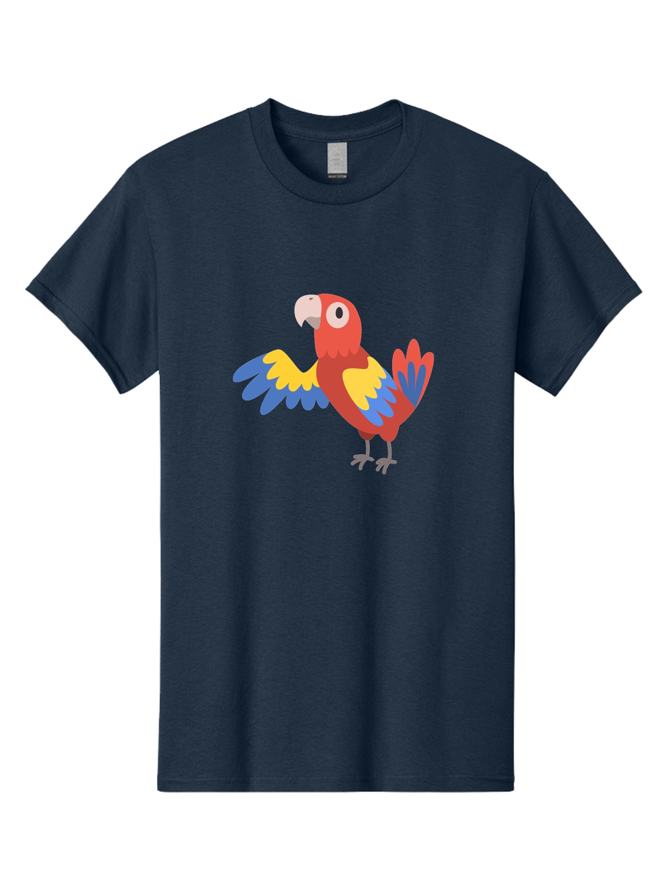 Parrot Men'S Graphic Tee, 100% Cotton, Comfortable Casual Summer Wear, Machine Washable, Vibrant Parrot, Colorful Bird, Tropical Parrot, Cartoon Parrot, Parrot Illustration, Red Parrot, Blue And Yellow Wings, White Beak, Simple Art, Aab872 21