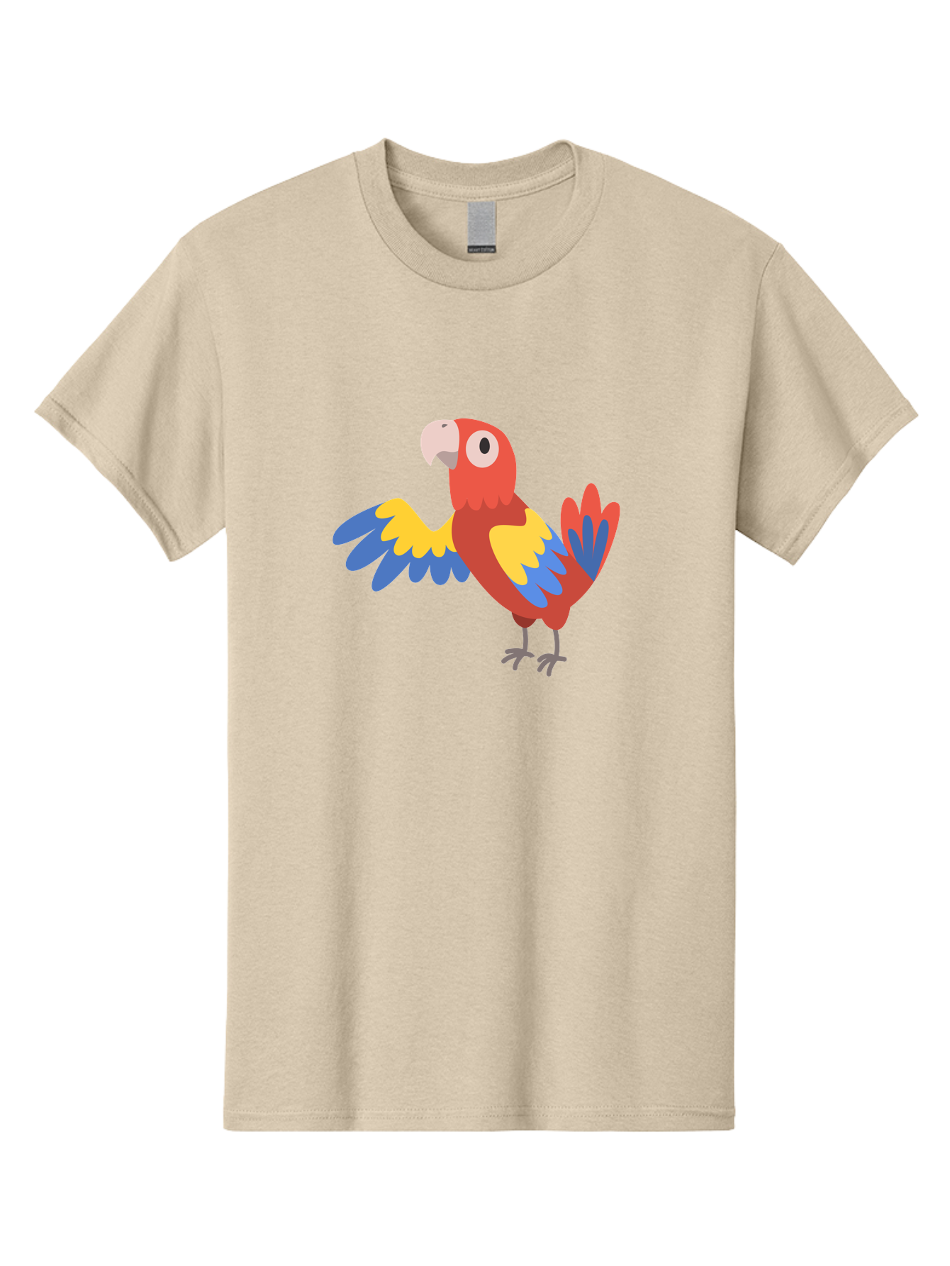 Parrot Men'S Graphic Tee, 100% Cotton, Comfortable Casual Summer Wear, Machine Washable, Vibrant Parrot, Colorful Bird, Tropical Parrot, Cartoon Parrot, Parrot Illustration, Red Parrot, Blue And Yellow Wings, White Beak, Simple Art, Aab872 13