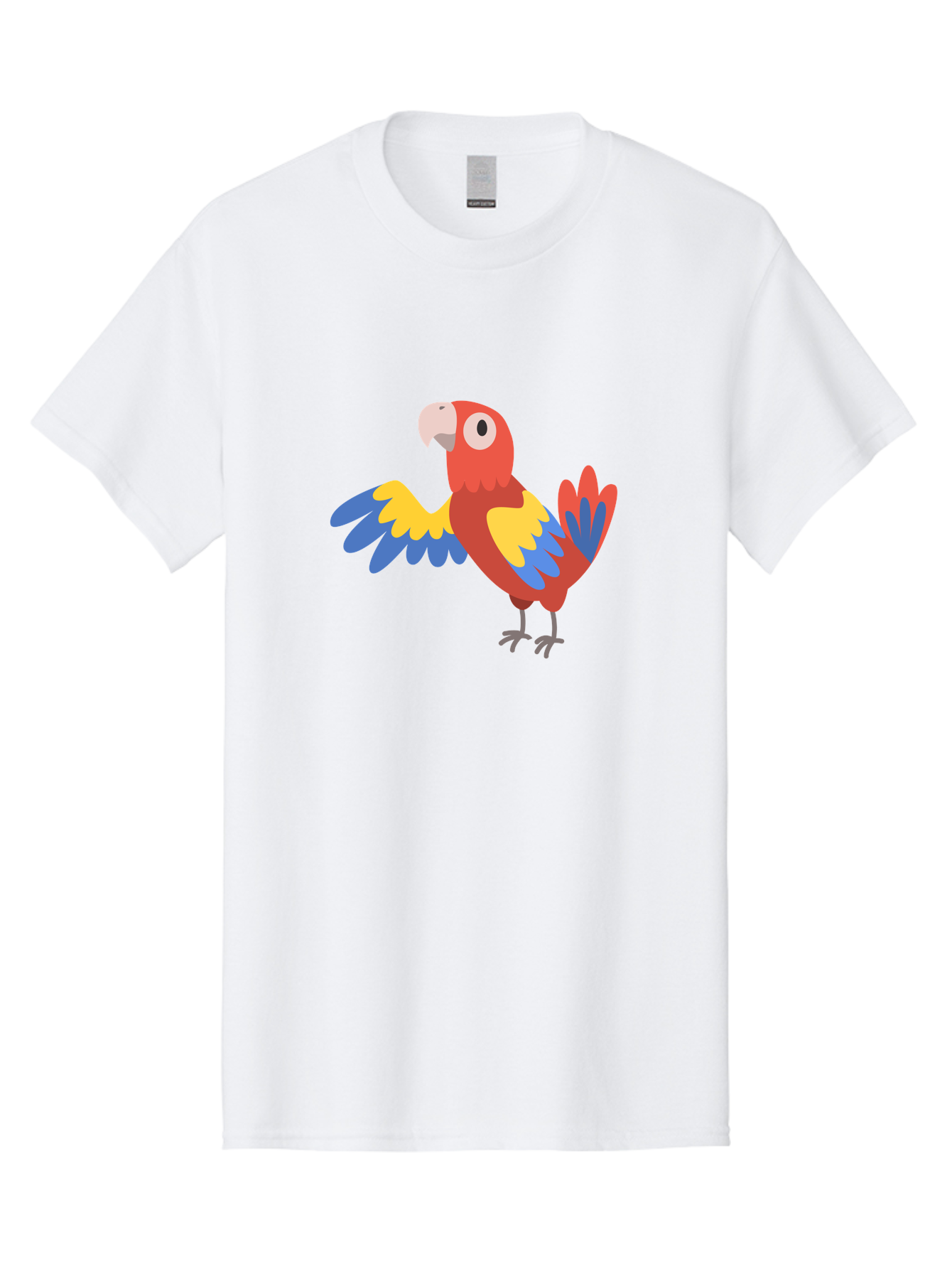 Parrot Men'S Graphic Tee, 100% Cotton, Comfortable Casual Summer Wear, Machine Washable, Vibrant Parrot, Colorful Bird, Tropical Parrot, Cartoon Parrot, Parrot Illustration, Red Parrot, Blue And Yellow Wings, White Beak, Simple Art, Aab872 3