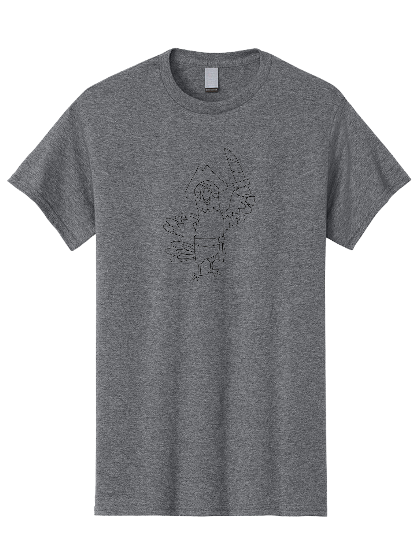 Pirate-Bird Men'S Graphic Tee, 100% Cotton, Comfortable Casual Summer Wear, Machine Washable, Cartoon Parrot Pirate, Pirate Bird Character, Swashbuckling Parrot, Pirate Hat, Pirate Sword, Kids Cartoon, Coloring Page, Cartoon Character Aab873 11