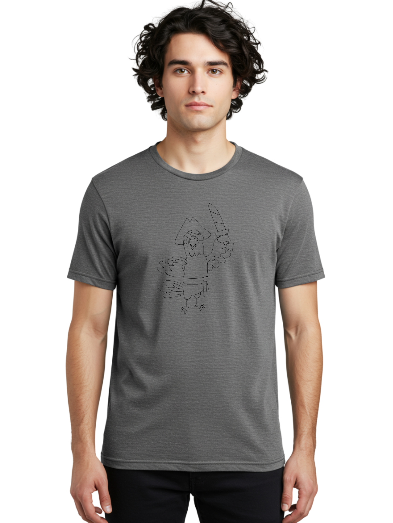 Pirate-Bird Men'S Graphic Tee, 100% Cotton, Comfortable Casual Summer Wear, Machine Washable, Cartoon Parrot Pirate, Pirate Bird Character, Swashbuckling Parrot, Pirate Hat, Pirate Sword, Kids Cartoon, Coloring Page, Cartoon Character Aab873 12