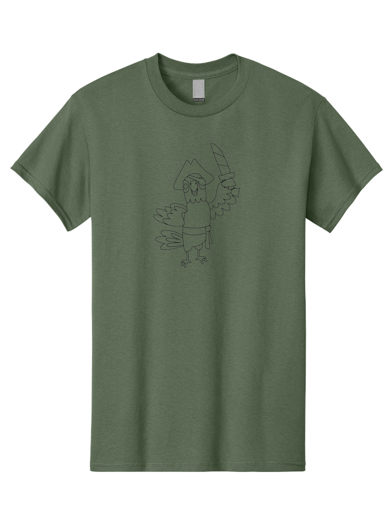 Pirate-Bird Men'S Graphic Tee, 100% Cotton, Comfortable Casual Summer Wear, Machine Washable, Cartoon Parrot Pirate, Pirate Bird Character, Swashbuckling Parrot, Pirate Hat, Pirate Sword, Kids Cartoon, Coloring Page, Cartoon Character Aab873 9
