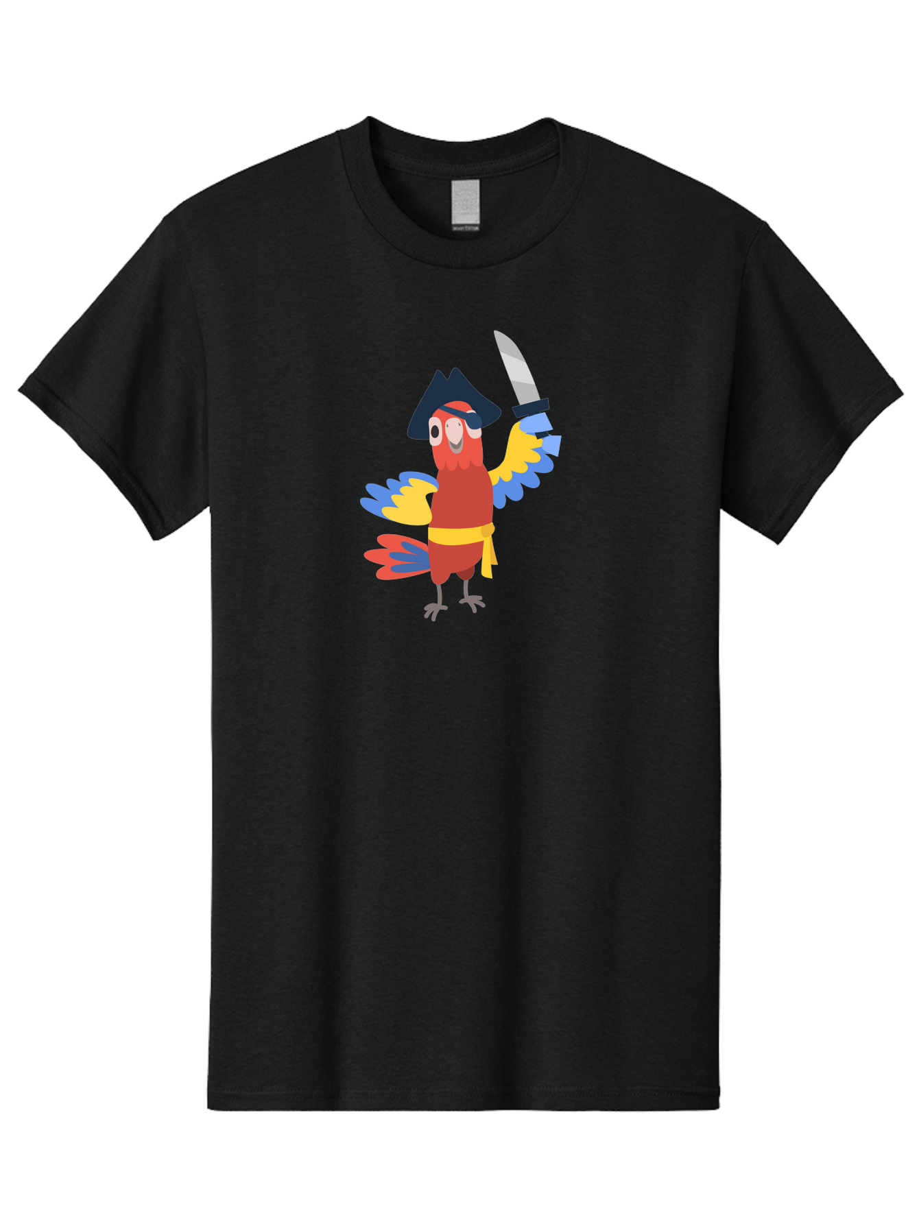 Pirate-Parrot Men'S Graphic Tee, 100% Cotton, Comfortable Casual Summer Wear, Machine Washable, Colorful Parrot Pirate, Pirate Bird Character, Swashbuckling Parrot, Pirate Hat, Pirate Sword, Cartoon Parrot, Pirate Costume, Red Parrot, Aab876 5