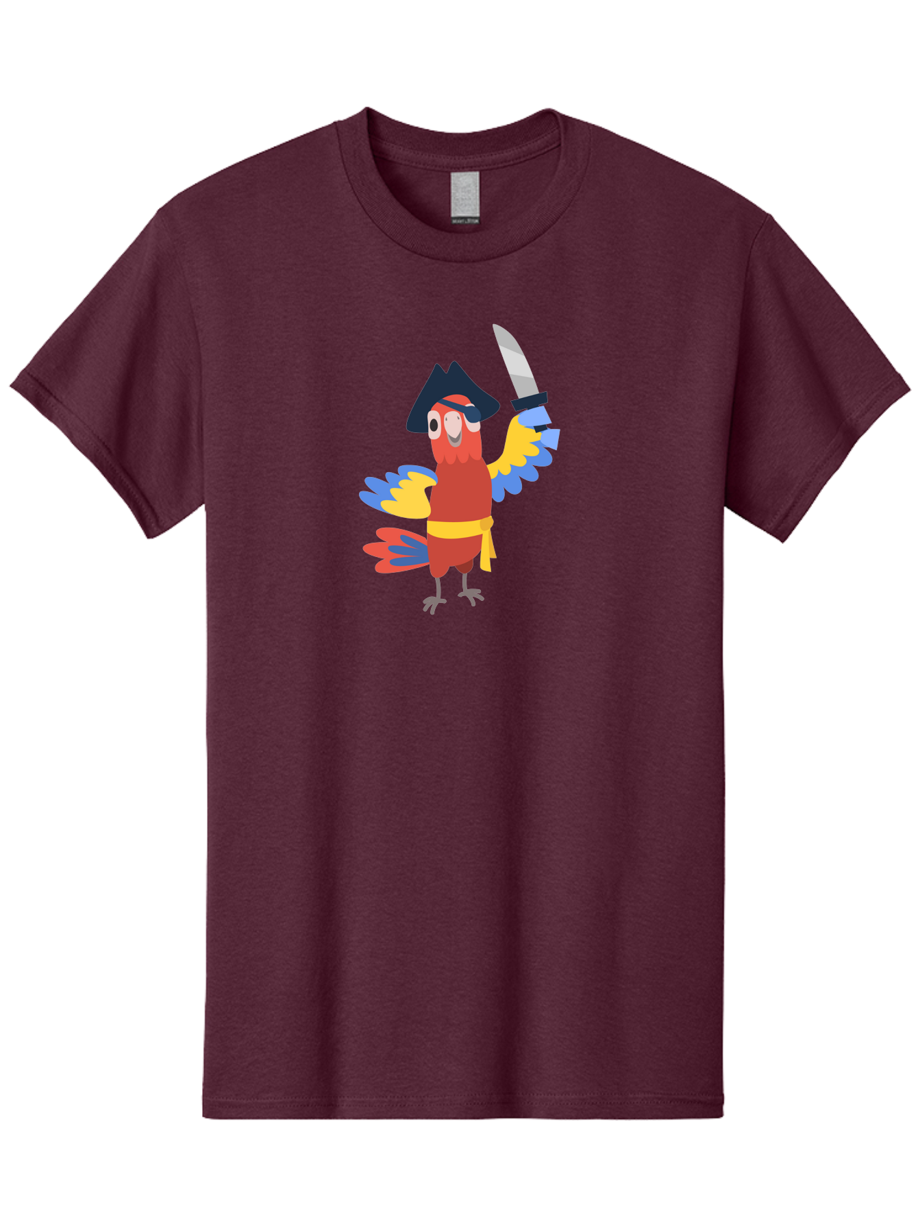Pirate-Parrot Men'S Graphic Tee, 100% Cotton, Comfortable Casual Summer Wear, Machine Washable, Colorful Parrot Pirate, Pirate Bird Character, Swashbuckling Parrot, Pirate Hat, Pirate Sword, Cartoon Parrot, Pirate Costume, Red Parrot, Aab876 27