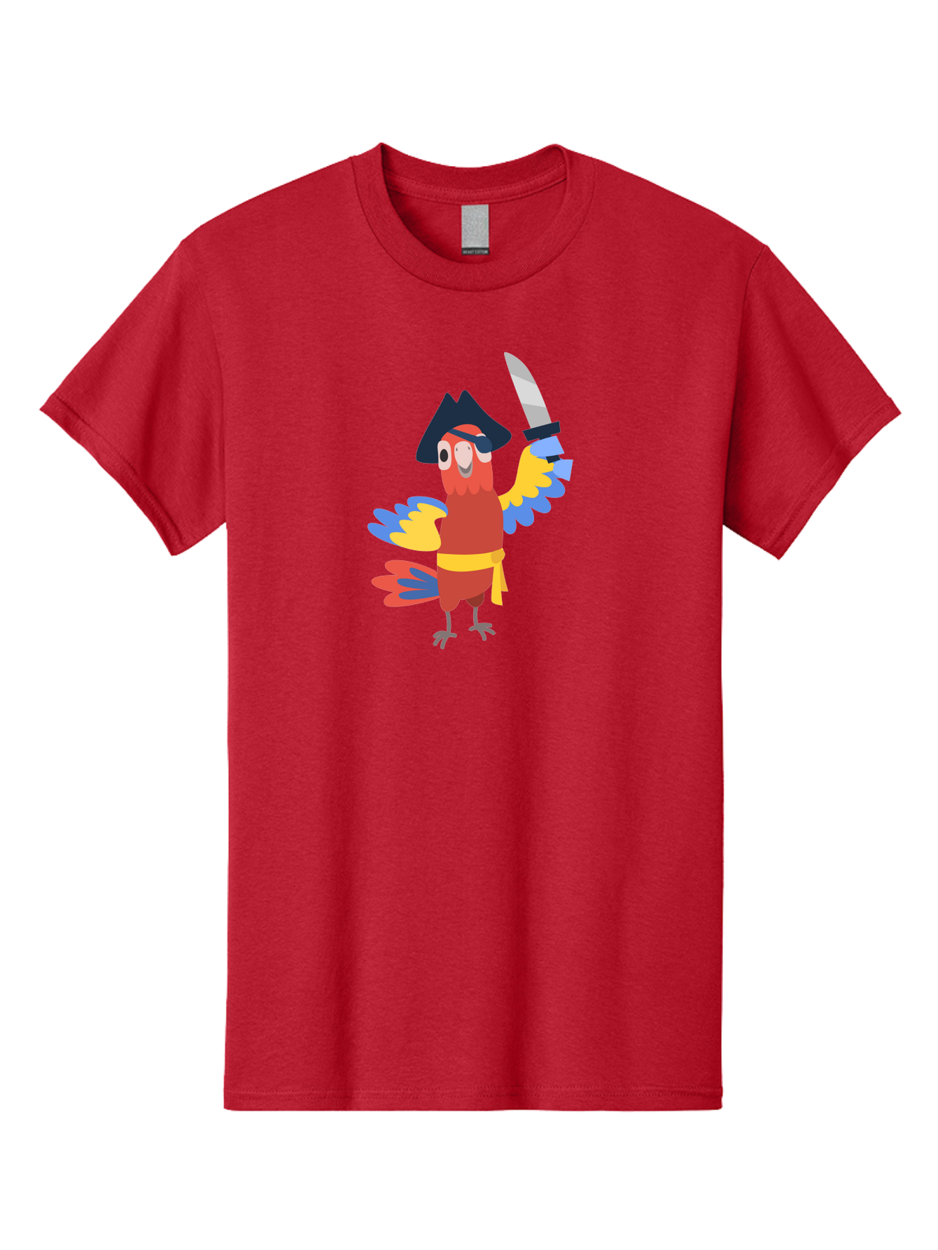 Pirate-Parrot Men'S Graphic Tee, 100% Cotton, Comfortable Casual Summer Wear, Machine Washable, Colorful Parrot Pirate, Pirate Bird Character, Swashbuckling Parrot, Pirate Hat, Pirate Sword, Cartoon Parrot, Pirate Costume, Red Parrot, Aab876 19