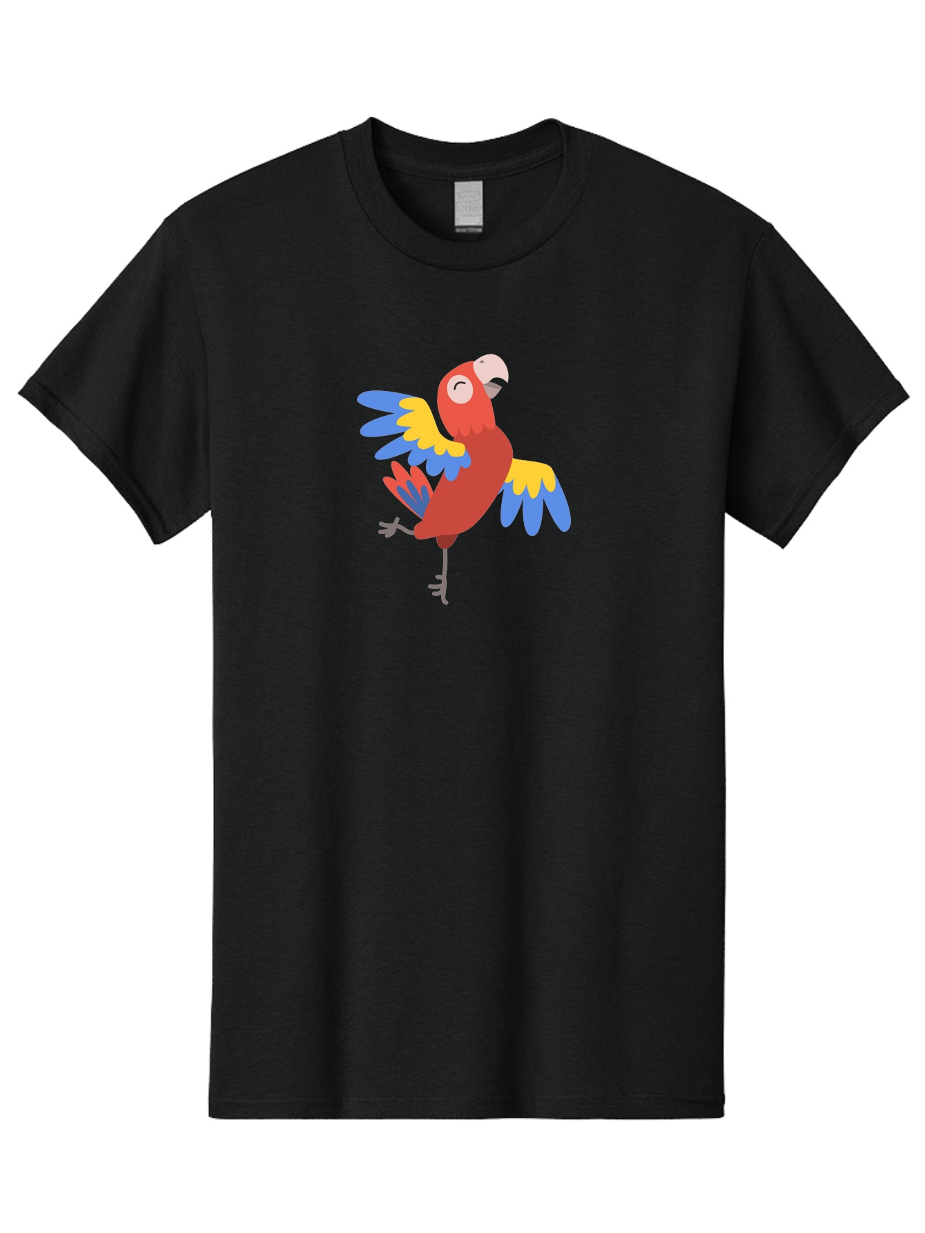 Red-Parrot-1 Men'S Graphic Tee, 100% Cotton, Comfortable Casual Summer Wear, Machine Washable, Vibrant Parrot, Colorful Bird, Tropical Animal, Red Plumage, Blue And Yellow Wings, Cartoon Character, Exotic Bird, Playful Stance, Aab877 11