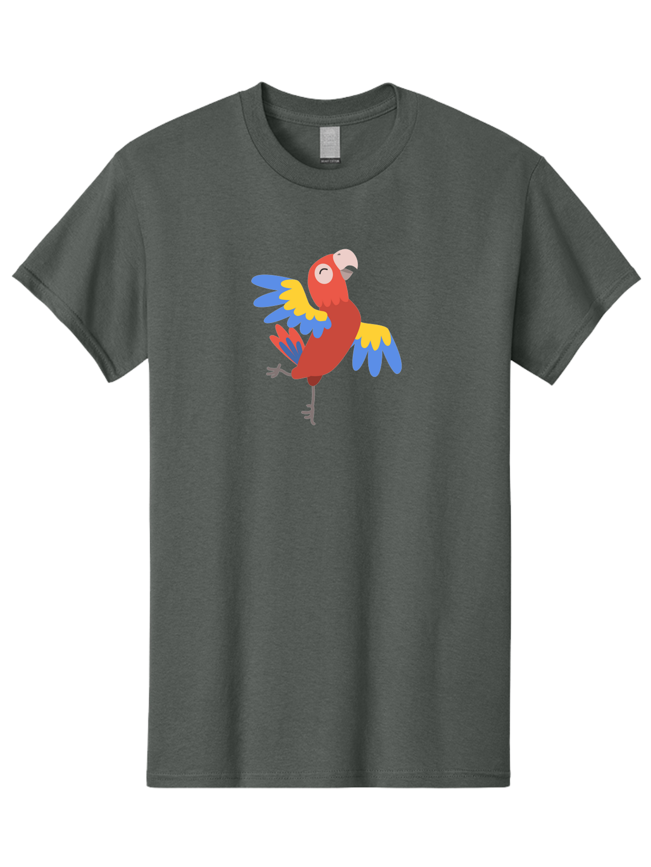 Red-Parrot-1 Men'S Graphic Tee, 100% Cotton, Comfortable Casual Summer Wear, Machine Washable, Vibrant Parrot, Colorful Bird, Tropical Animal, Red Plumage, Blue And Yellow Wings, Cartoon Character, Exotic Bird, Playful Stance, Aab877 27