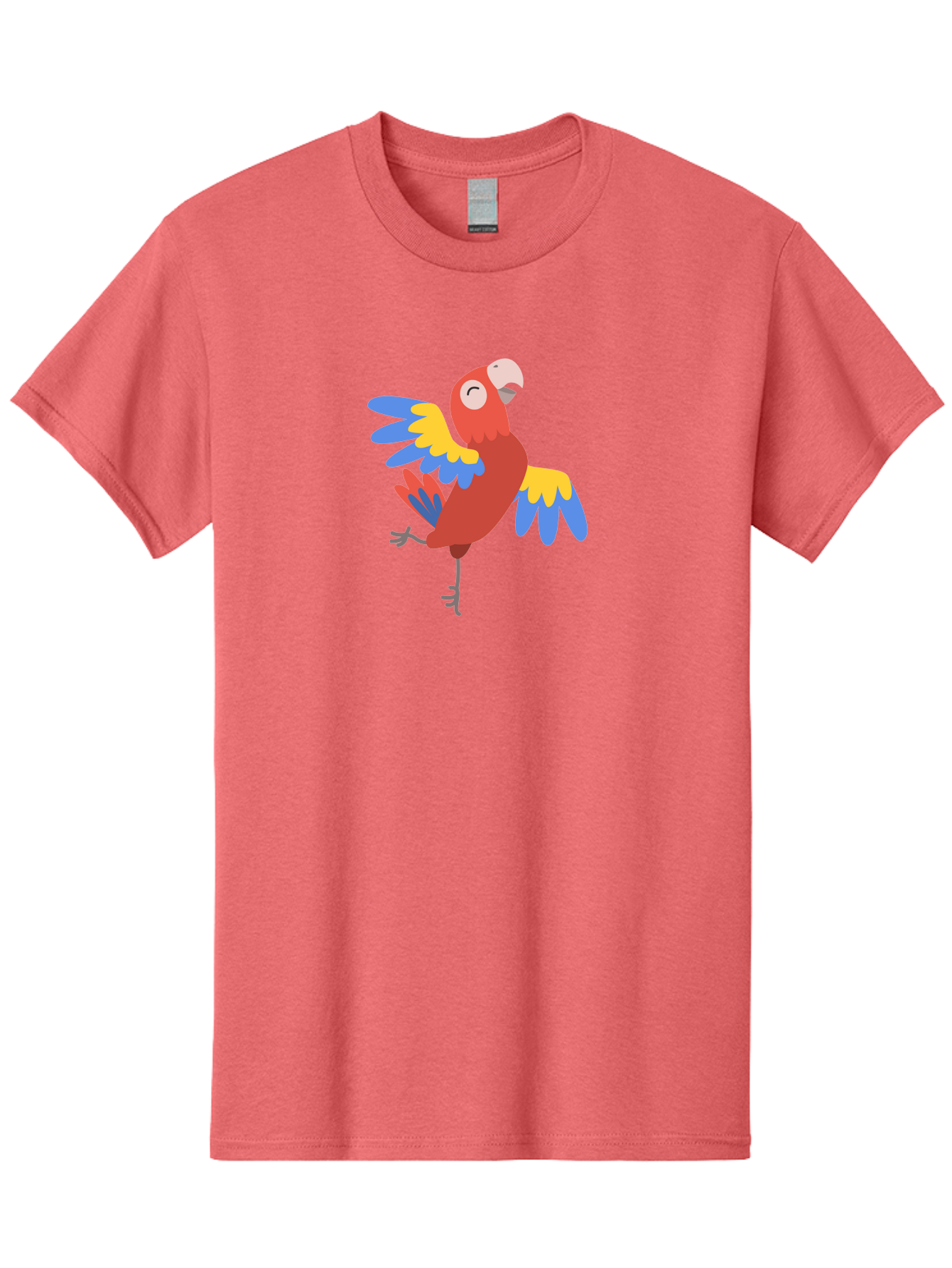Red-Parrot-1 Men'S Graphic Tee, 100% Cotton, Comfortable Casual Summer Wear, Machine Washable, Vibrant Parrot, Colorful Bird, Tropical Animal, Red Plumage, Blue And Yellow Wings, Cartoon Character, Exotic Bird, Playful Stance, Aab877 3