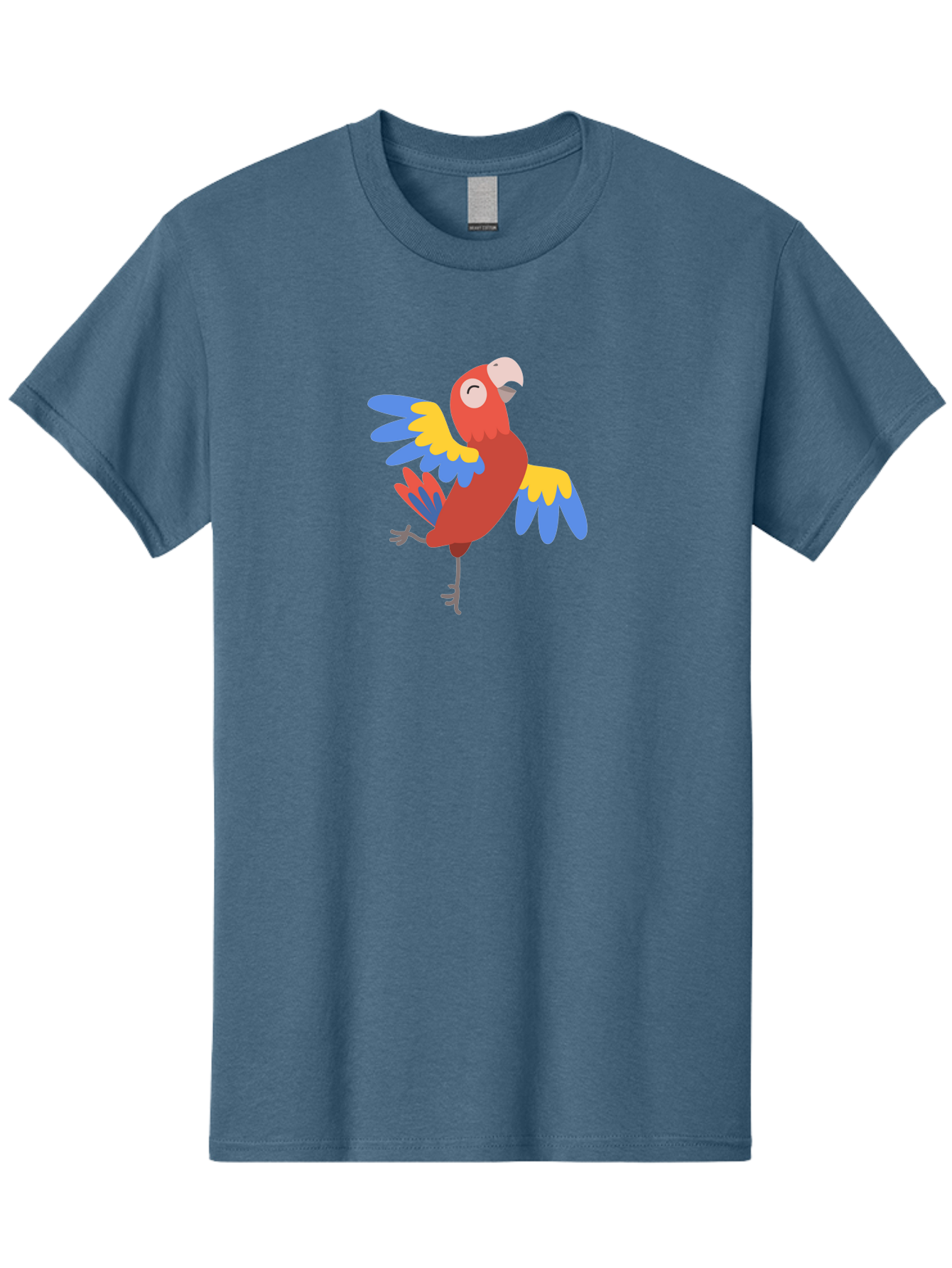 Red-Parrot-1 Men'S Graphic Tee, 100% Cotton, Comfortable Casual Summer Wear, Machine Washable, Vibrant Parrot, Colorful Bird, Tropical Animal, Red Plumage, Blue And Yellow Wings, Cartoon Character, Exotic Bird, Playful Stance, Aab877 25