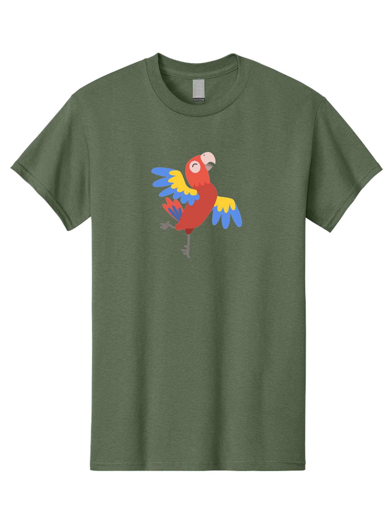 Red-Parrot-1 Men'S Graphic Tee, 100% Cotton, Comfortable Casual Summer Wear, Machine Washable, Vibrant Parrot, Colorful Bird, Tropical Animal, Red Plumage, Blue And Yellow Wings, Cartoon Character, Exotic Bird, Playful Stance, Aab877 21