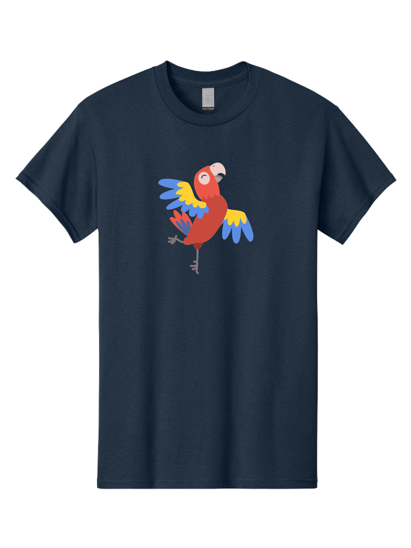 Red-Parrot-1 Men'S Graphic Tee, 100% Cotton, Comfortable Casual Summer Wear, Machine Washable, Vibrant Parrot, Colorful Bird, Tropical Animal, Red Plumage, Blue And Yellow Wings, Cartoon Character, Exotic Bird, Playful Stance, Aab877 5