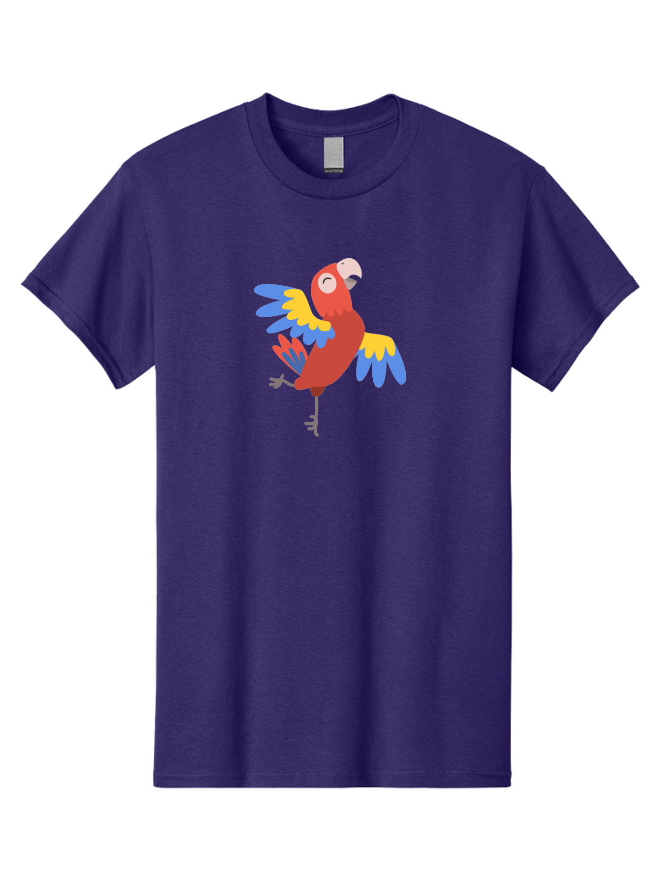 Red-Parrot-1 Men'S Graphic Tee, 100% Cotton, Comfortable Casual Summer Wear, Machine Washable, Vibrant Parrot, Colorful Bird, Tropical Animal, Red Plumage, Blue And Yellow Wings, Cartoon Character, Exotic Bird, Playful Stance, Aab877 15