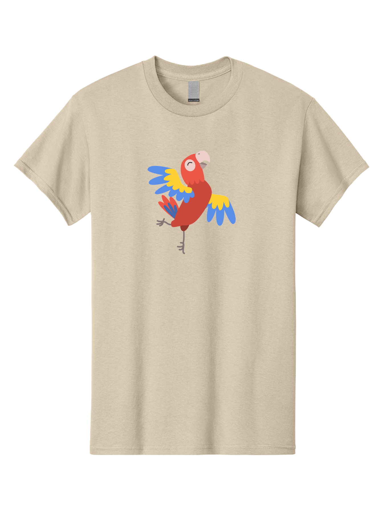 Red-Parrot-1 Men'S Graphic Tee, 100% Cotton, Comfortable Casual Summer Wear, Machine Washable, Vibrant Parrot, Colorful Bird, Tropical Animal, Red Plumage, Blue And Yellow Wings, Cartoon Character, Exotic Bird, Playful Stance, Aab877 13