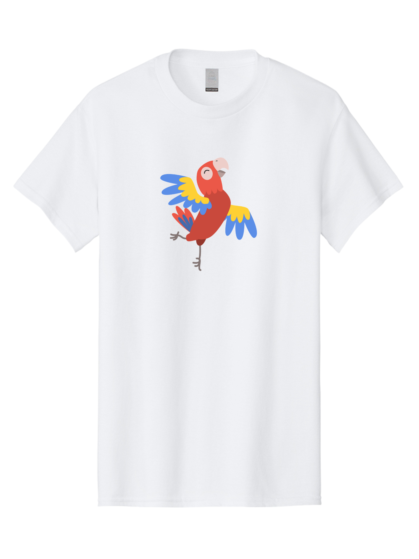 Red-Parrot-1 Men'S Graphic Tee, 100% Cotton, Comfortable Casual Summer Wear, Machine Washable, Vibrant Parrot, Colorful Bird, Tropical Animal, Red Plumage, Blue And Yellow Wings, Cartoon Character, Exotic Bird, Playful Stance, Aab877 17