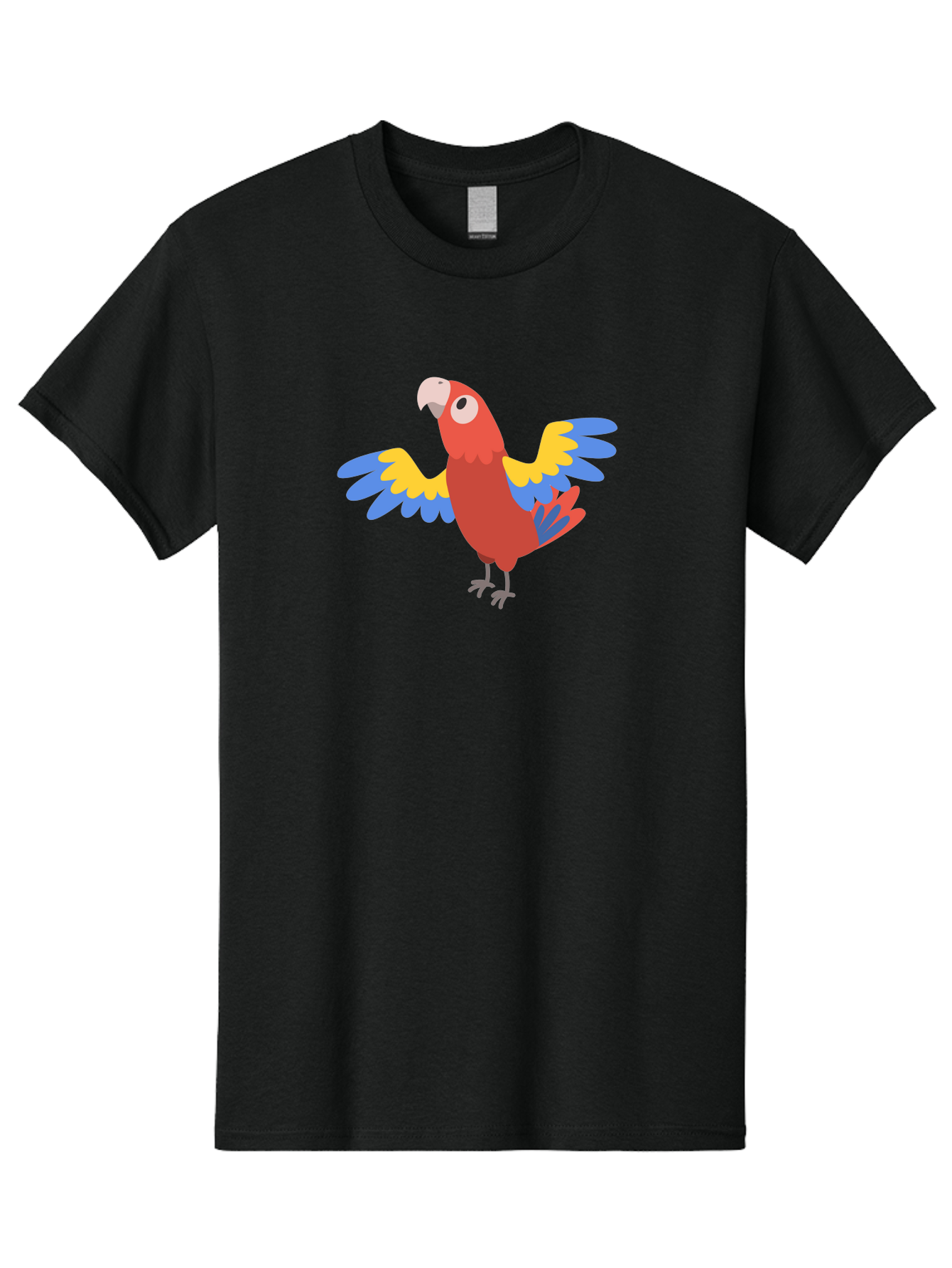 Red-Parrot-3 Men'S Graphic Tee, 100% Cotton, Comfortable Casual Summer Wear, Machine Washable, Vibrant Red Parrot, Colorful Bird, Blue And Yellow Wings, Cartoon Illustration, Playful Parrot, Tropical Bird, Animal Art, Red Feathers, Aab879 11