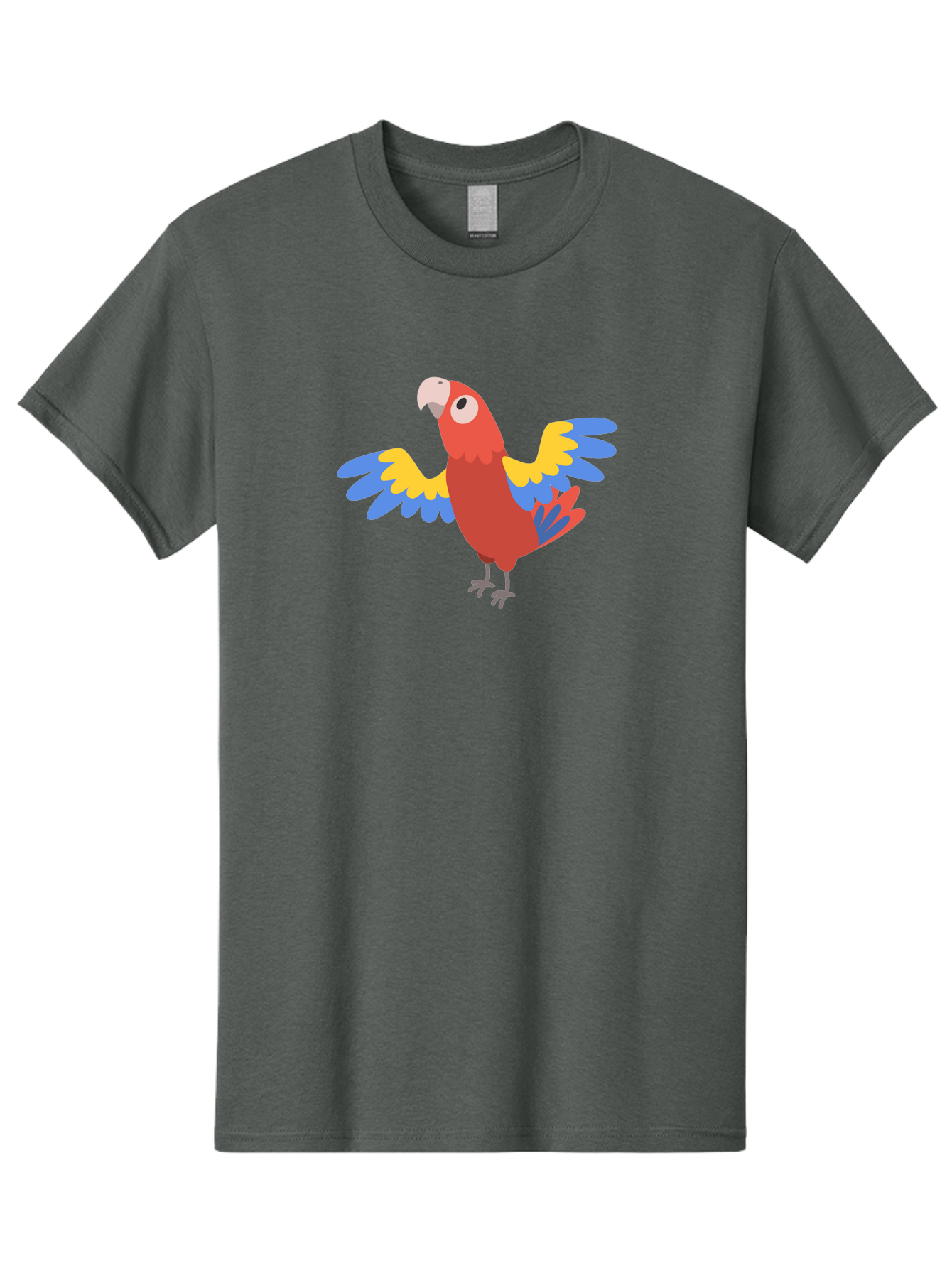 Red-Parrot-3 Men'S Graphic Tee, 100% Cotton, Comfortable Casual Summer Wear, Machine Washable, Vibrant Red Parrot, Colorful Bird, Blue And Yellow Wings, Cartoon Illustration, Playful Parrot, Tropical Bird, Animal Art, Red Feathers, Aab879 13