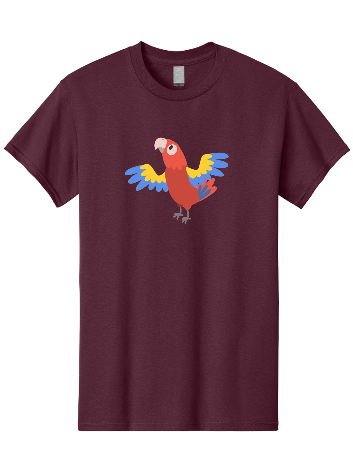 Red-Parrot-3 Men'S Graphic Tee, 100% Cotton, Comfortable Casual Summer Wear, Machine Washable, Vibrant Red Parrot, Colorful Bird, Blue And Yellow Wings, Cartoon Illustration, Playful Parrot, Tropical Bird, Animal Art, Red Feathers, Aab879 15