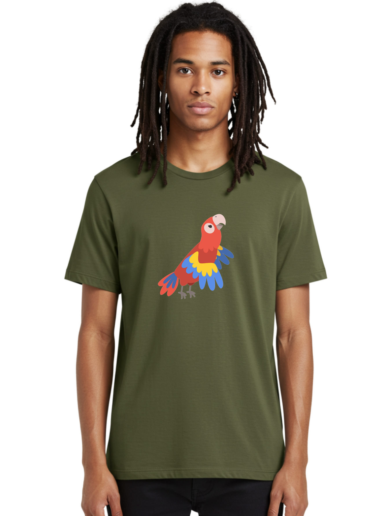 Red-Parrot-4 Men'S Graphic Tee, 100% Cotton, Comfortable Casual Summer Wear, Machine Washable, Colorful Parrot, Vibrant Red, Blue And Yellow Feathers, Cartoon Bird, Tropical Wildlife, Exotic Pet, Playful Creature, Fun Illustration Aab880 14