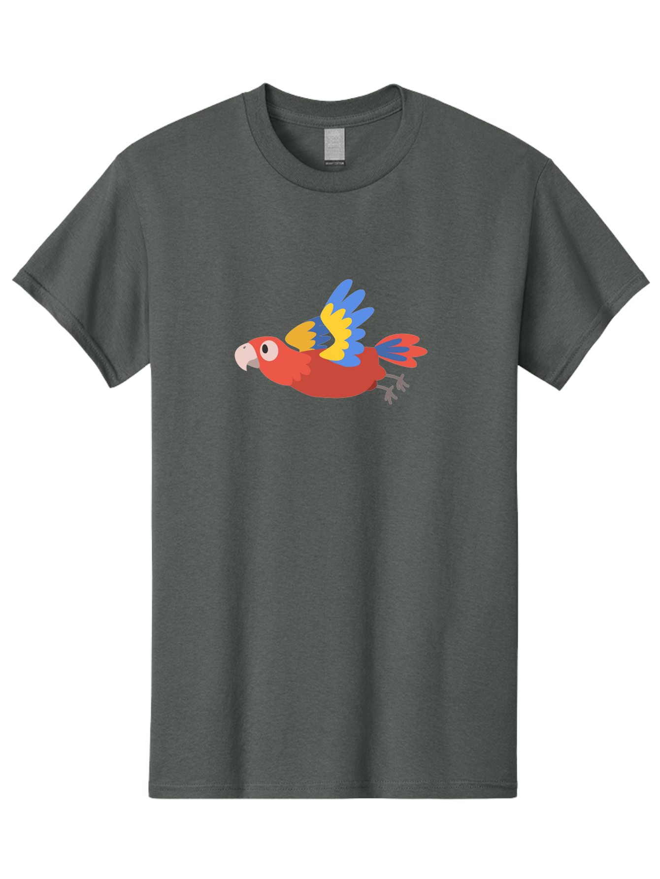 Red-Parrot Men'S Graphic Tee, 100% Cotton, Comfortable Casual Summer Wear, Machine Washable, Colorful Parrot, Vibrant Red, Blue And Yellow Wings, Cartoon Bird, Tropical Bird, Flying Macaw, Parrot In Flight, Exotic Bird, Winged Creature, Aab881 3