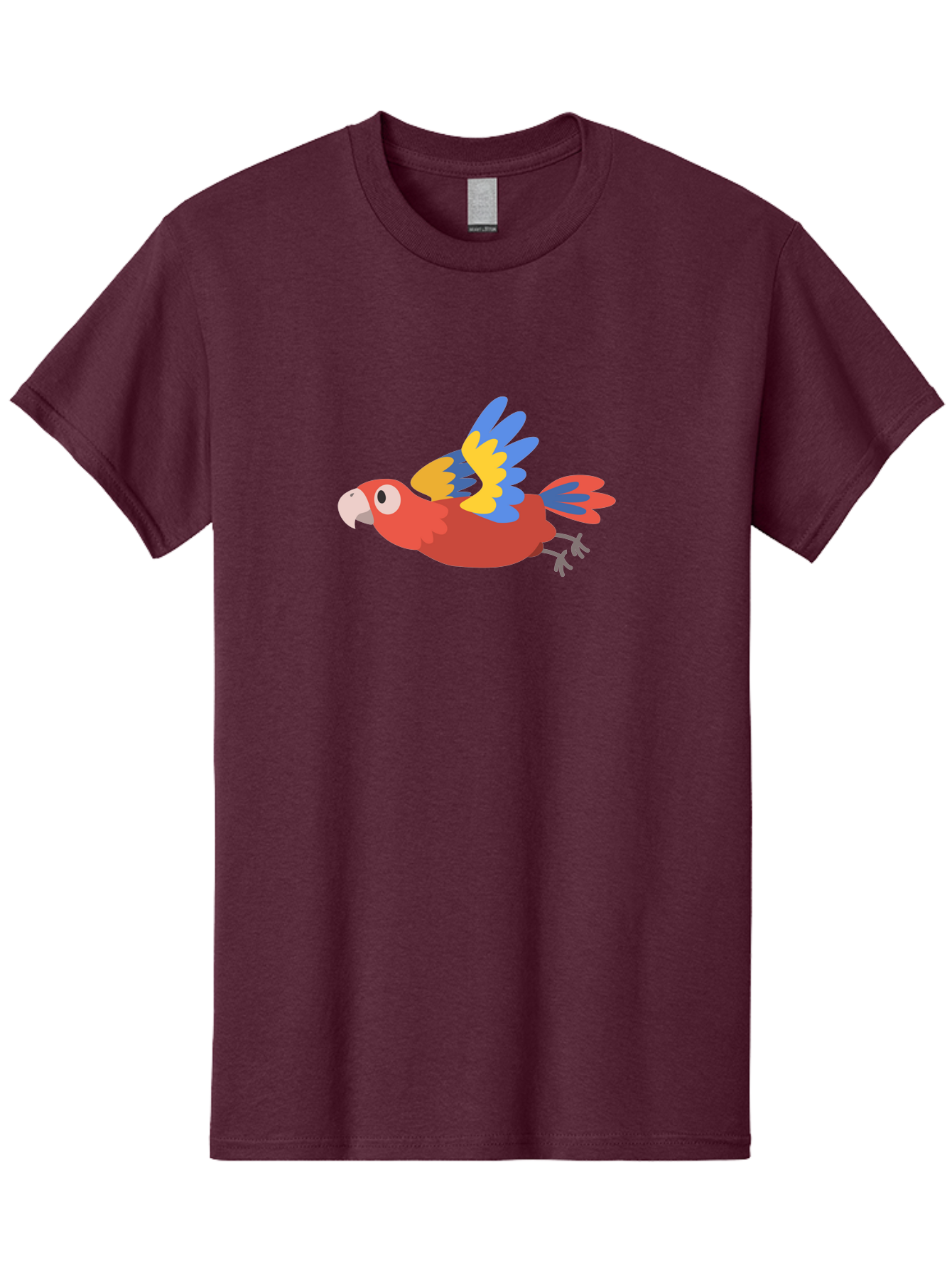 Red-Parrot Men'S Graphic Tee, 100% Cotton, Comfortable Casual Summer Wear, Machine Washable, Colorful Parrot, Vibrant Red, Blue And Yellow Wings, Cartoon Bird, Tropical Bird, Flying Macaw, Parrot In Flight, Exotic Bird, Winged Creature, Aab881 9