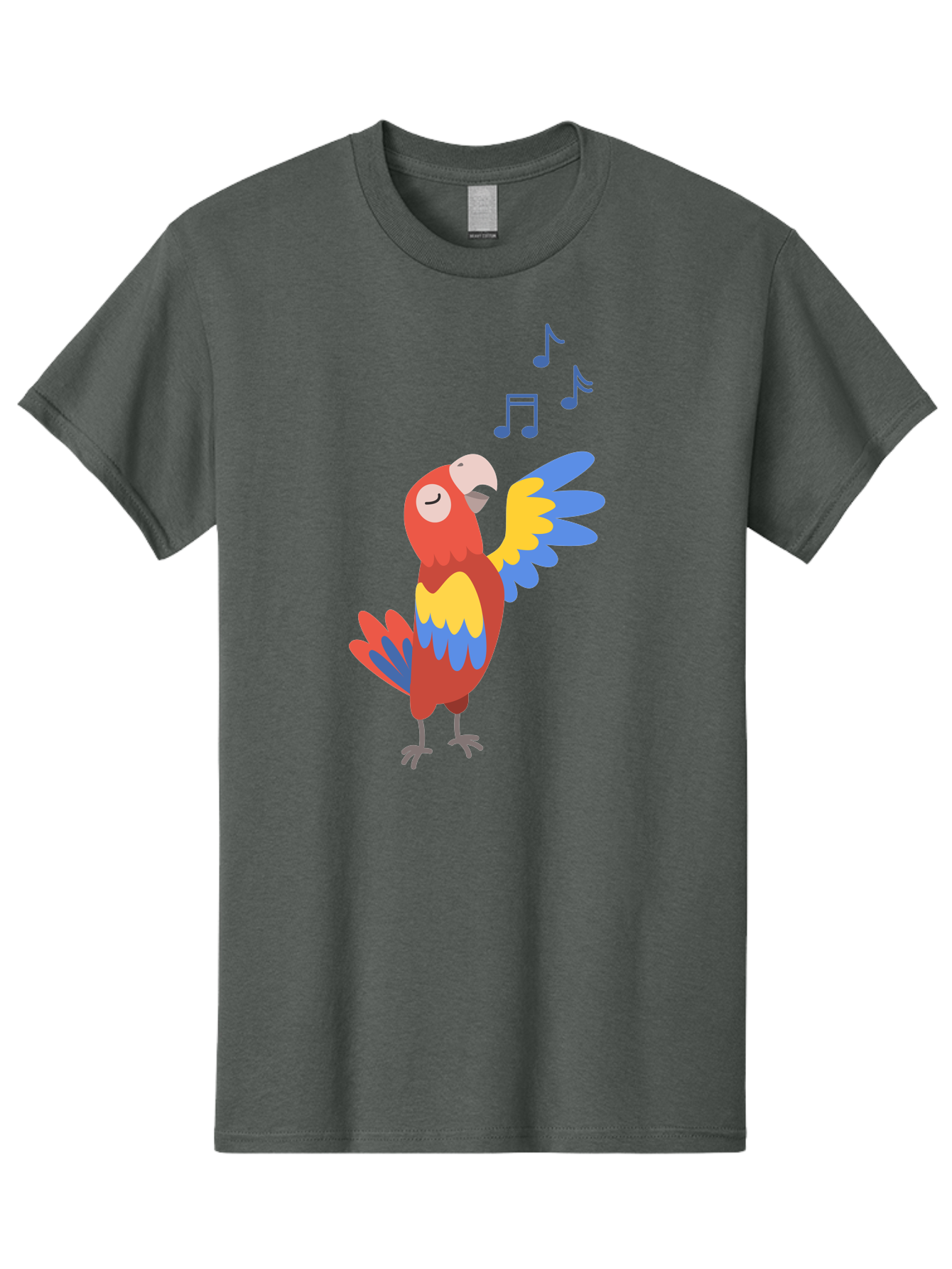 Singing-Parrot-1 Men'S Graphic Tee, 100% Cotton, Comfortable Casual Summer Wear, Machine Washable, Singing Parrot, Colorful Bird, Music Notes, Vibrant Plumage, Happy Expression, Melodic Sounds, Tropical Ambiance, Lively Atmosphere, Aab884 23