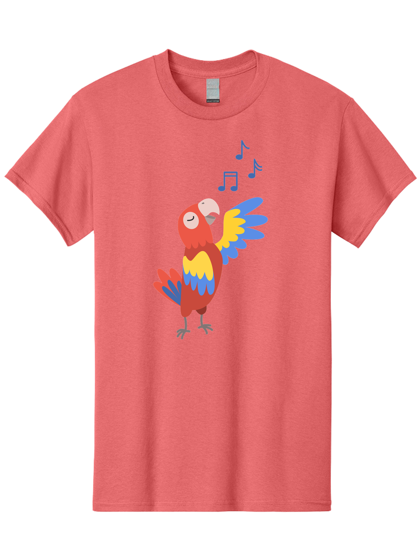 Singing-Parrot-1 Men'S Graphic Tee, 100% Cotton, Comfortable Casual Summer Wear, Machine Washable, Singing Parrot, Colorful Bird, Music Notes, Vibrant Plumage, Happy Expression, Melodic Sounds, Tropical Ambiance, Lively Atmosphere, Aab884 1