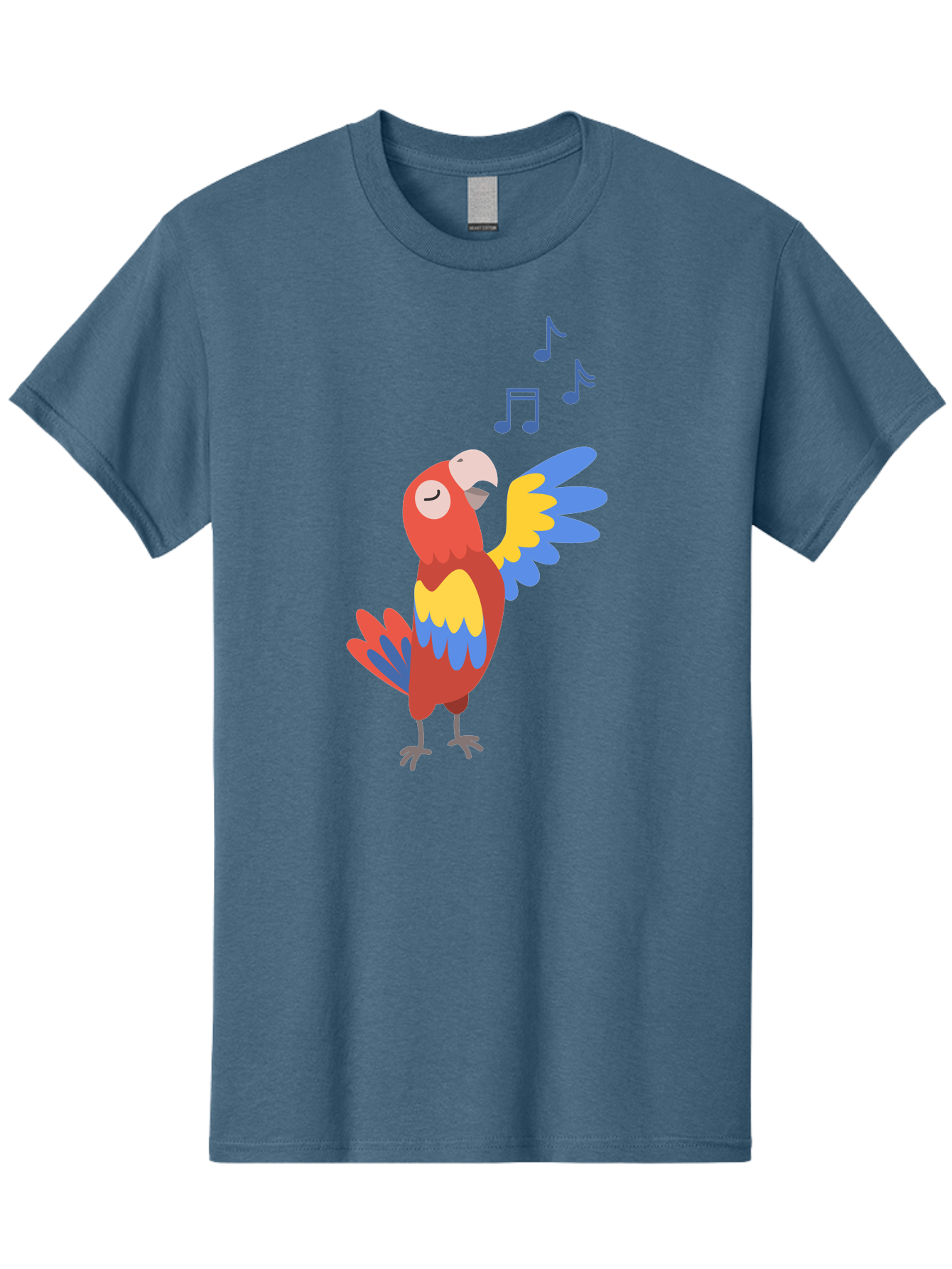 Singing-Parrot-1 Men'S Graphic Tee, 100% Cotton, Comfortable Casual Summer Wear, Machine Washable, Singing Parrot, Colorful Bird, Music Notes, Vibrant Plumage, Happy Expression, Melodic Sounds, Tropical Ambiance, Lively Atmosphere, Aab884 25
