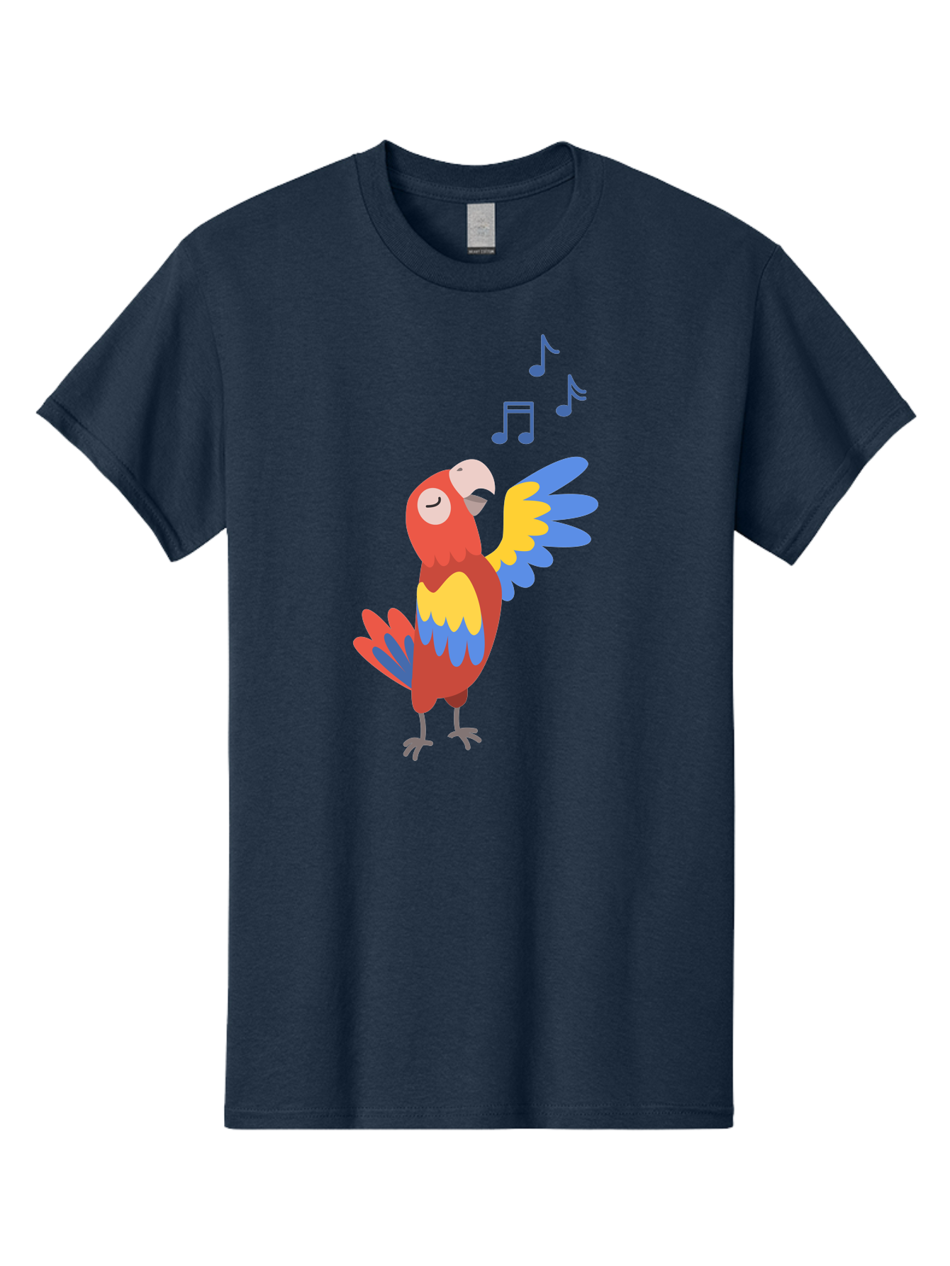 Singing-Parrot-1 Men'S Graphic Tee, 100% Cotton, Comfortable Casual Summer Wear, Machine Washable, Singing Parrot, Colorful Bird, Music Notes, Vibrant Plumage, Happy Expression, Melodic Sounds, Tropical Ambiance, Lively Atmosphere, Aab884 17